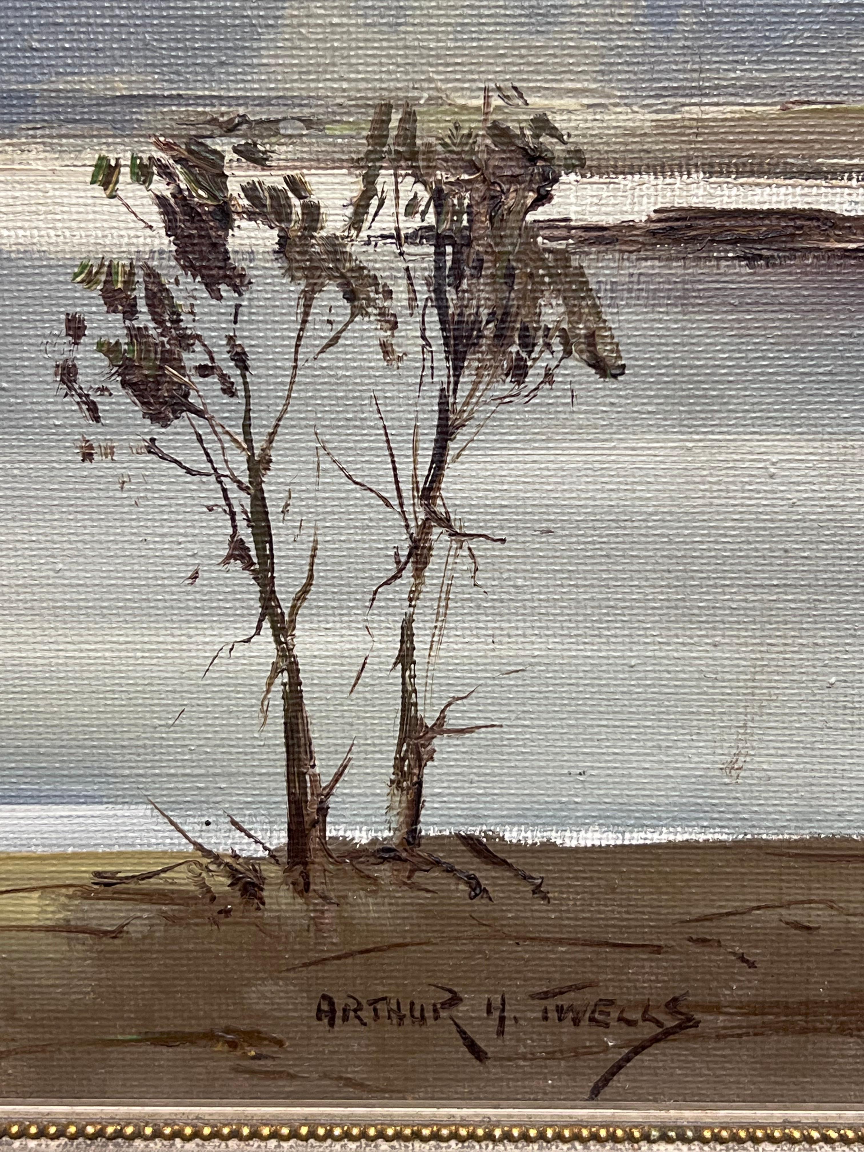 Irische Trockens Gemälde in Donegal, signiertes Original atmosphärisches Gemälde des 20. Jahrhunderts (Grau), Landscape Painting, von Arthur H Twells (1921-1996)