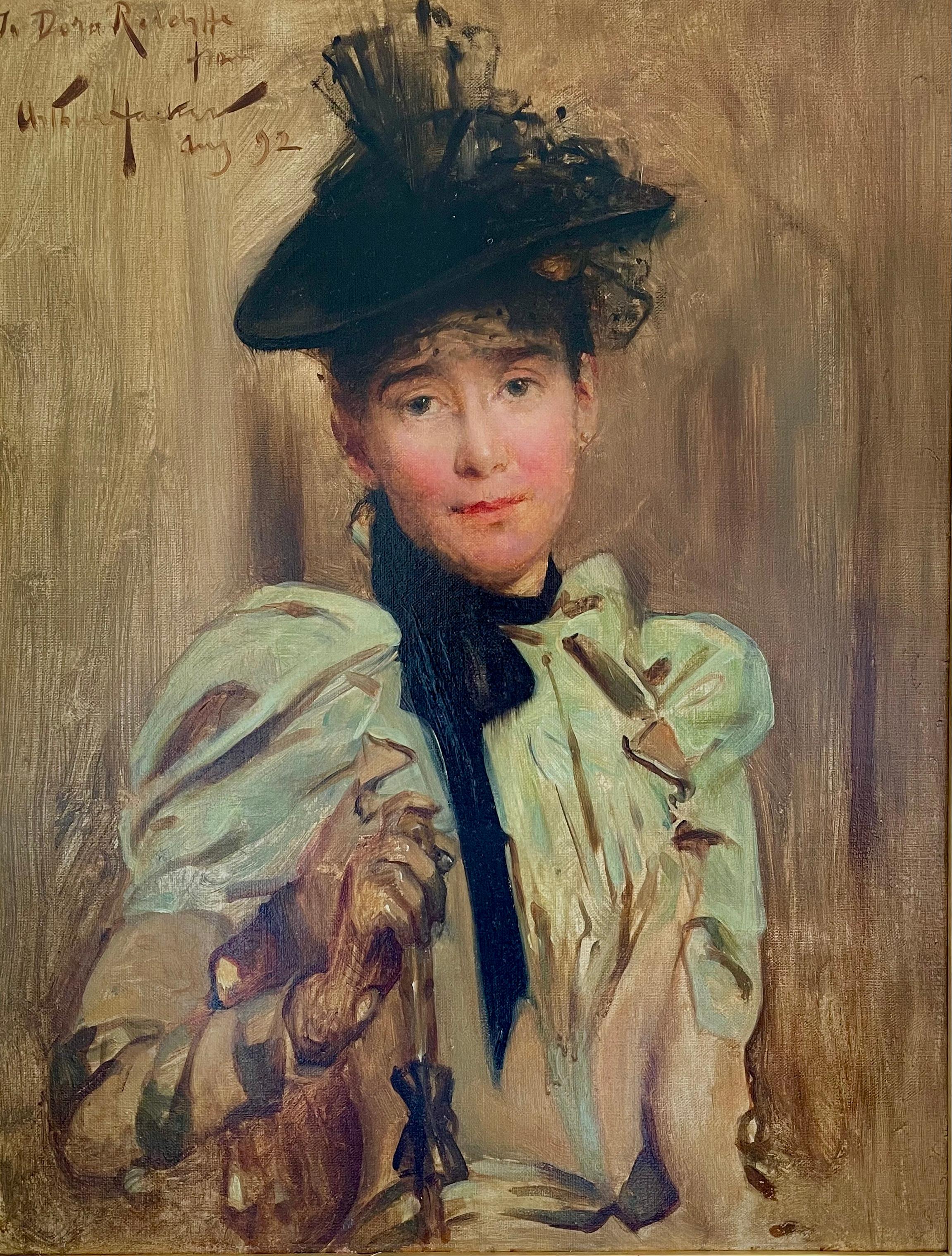 Arthur Hacker - 1890er Jahre Britisches Ölgemälde - Porträt einer Dame im Angebot 1