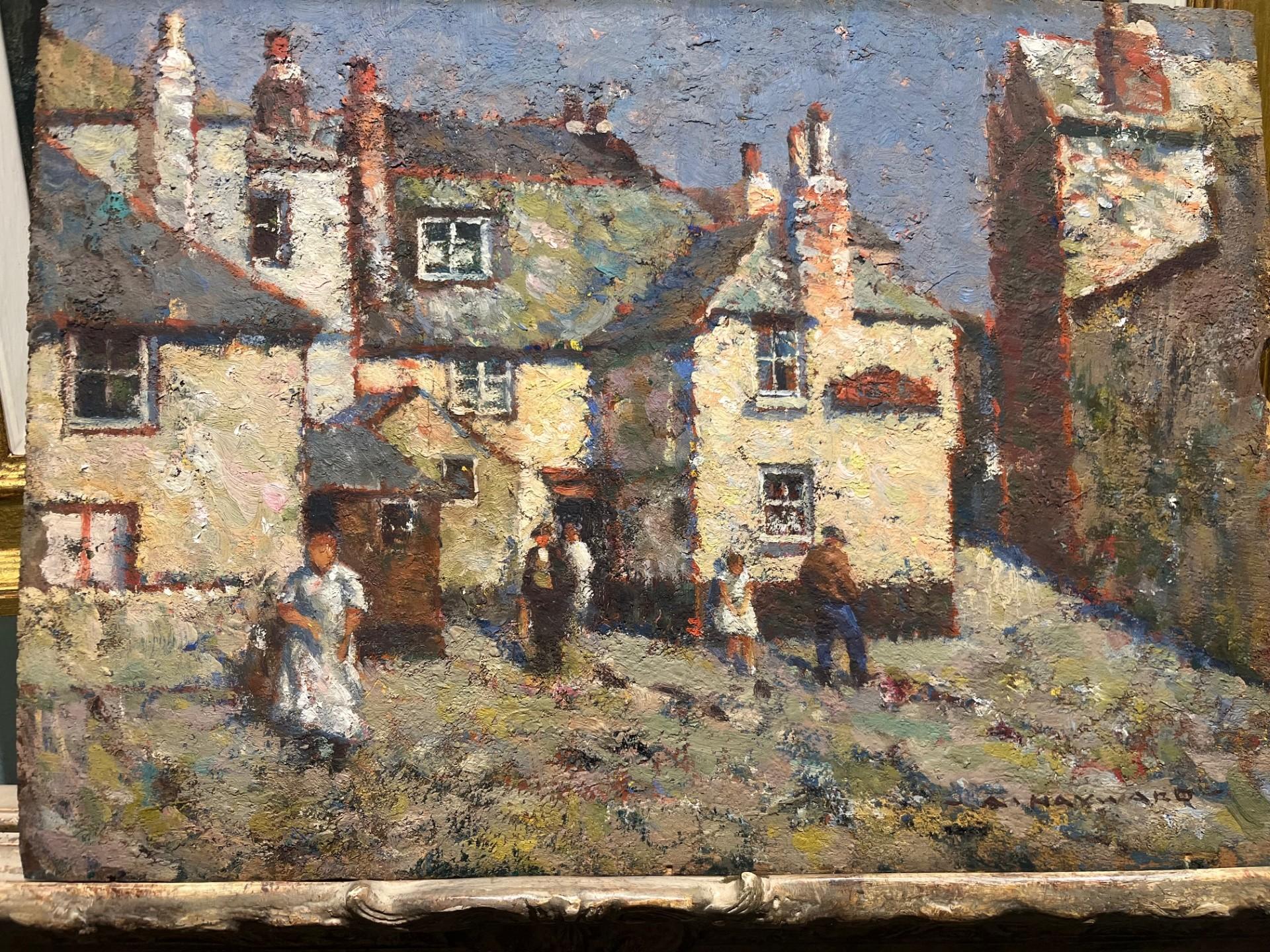 Early Twentieth Century Landscape Impressionist Oil Painting St Ives and figures