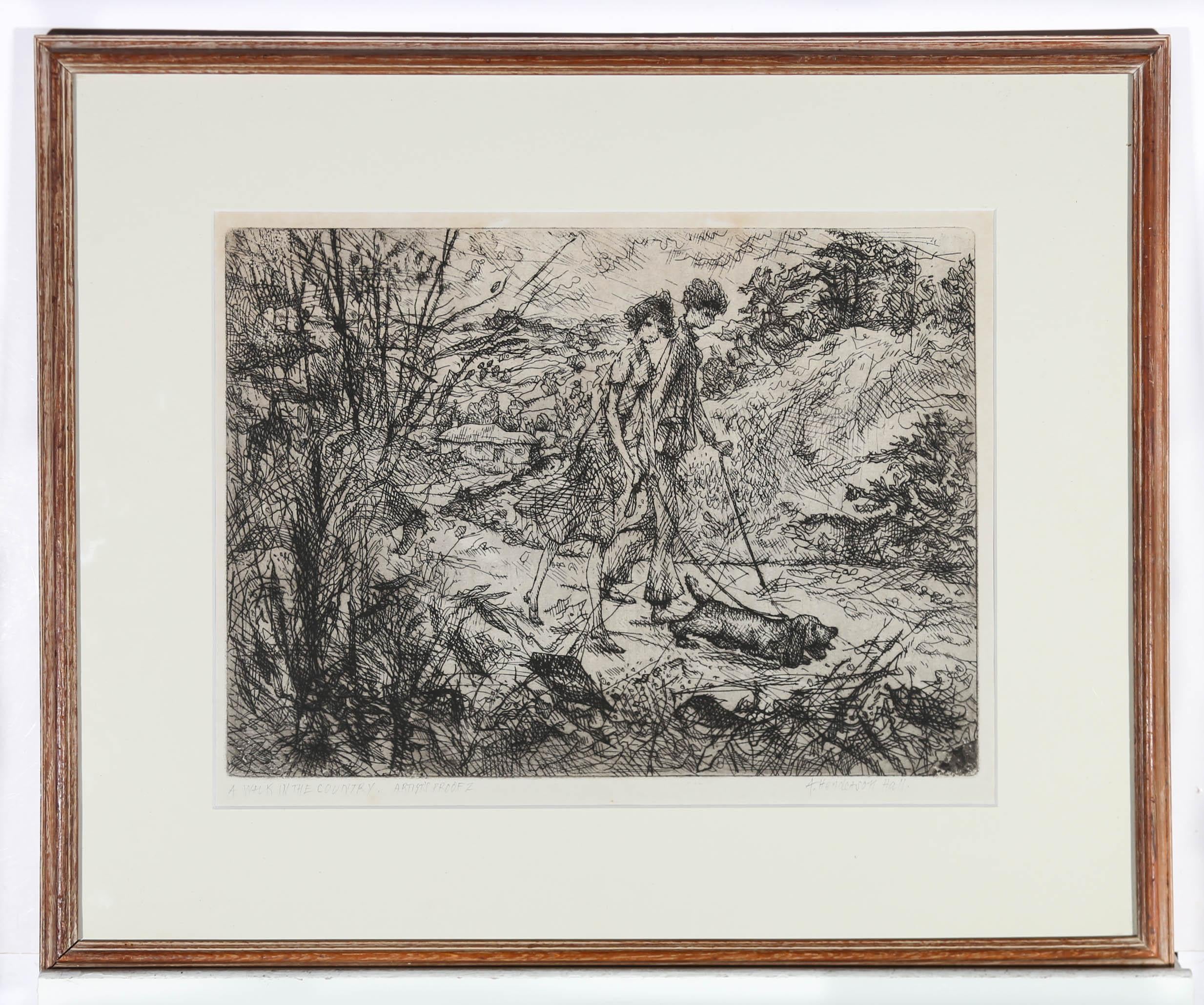 Arthur Henderson Hall (1906-1983) - Framed Etching, A Walk In The Country 1