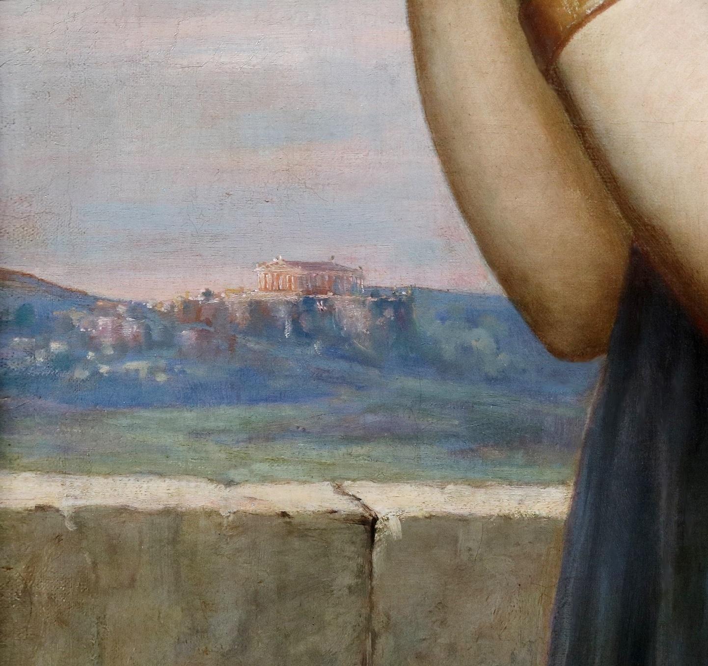 Pittura ad olio da esposizione neoclassica del XIX secolo raffigurante l'antica poetessa greca Saffo in vendita 2