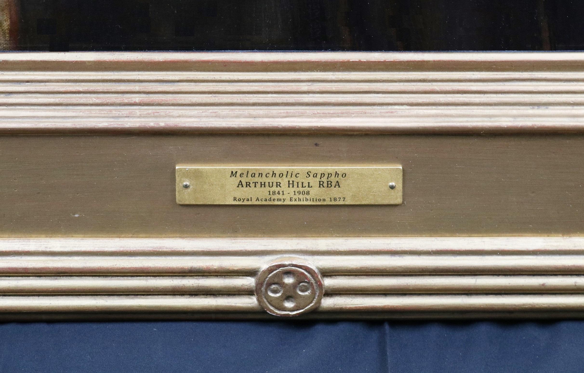 Sappho - Peinture à l'huile d'exposition néoclassique du XIXe siècle représentant la poétesse grecque antique en vente 5