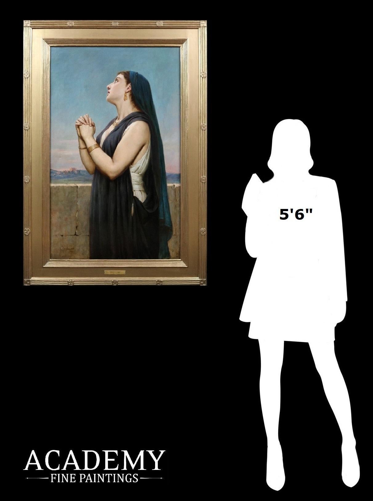 Sappho - Peinture à l'huile d'exposition néoclassique du XIXe siècle représentant la poétesse grecque antique - Painting de Arthur Hill R.B.A.