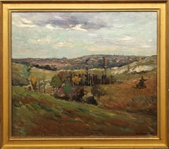 "Green Landscape" Arthur Hoeber, American Impressionist, Early 20th Century