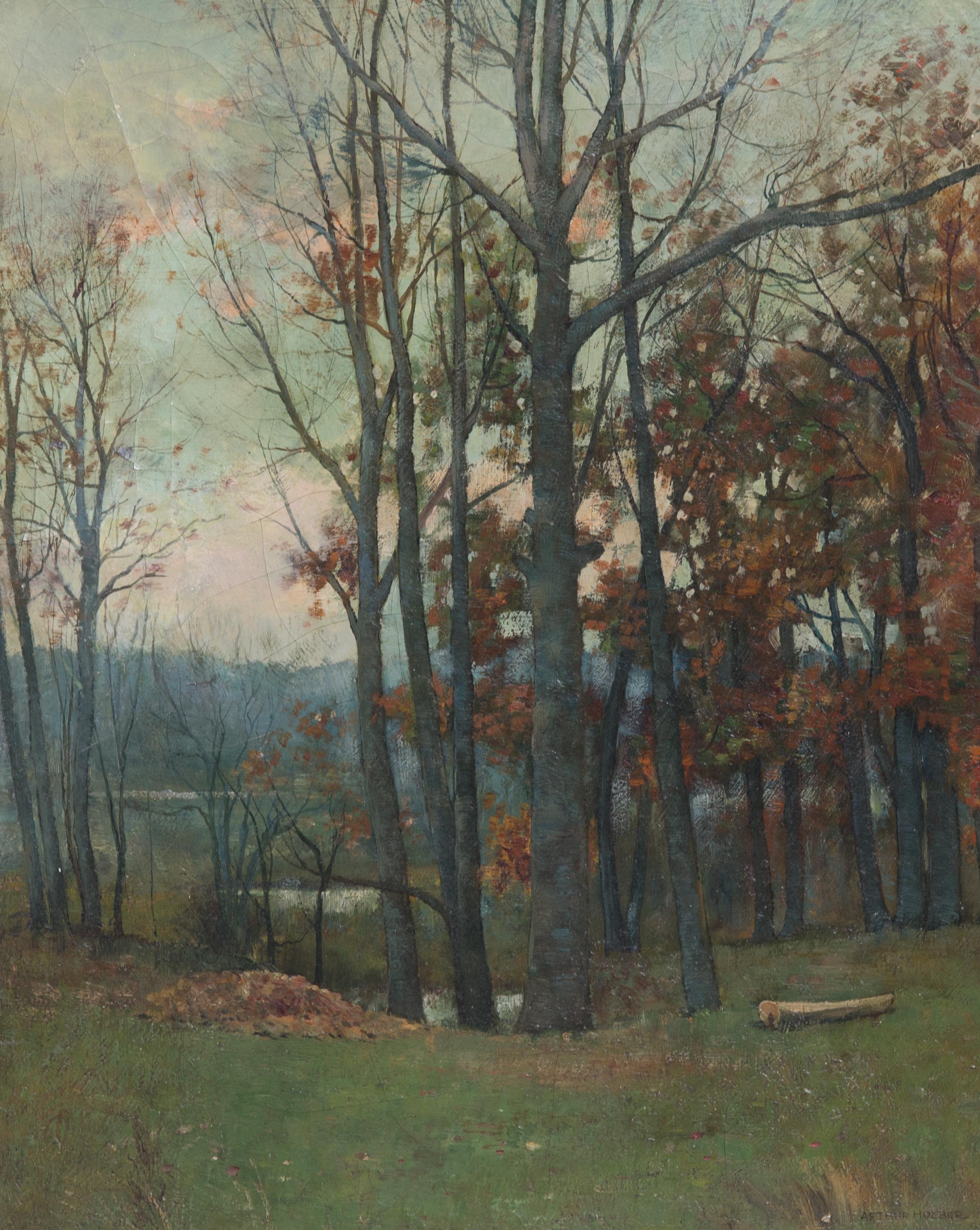 Early 20th Century Arthur Hoeber Signed Tonalist Oil Painting, circa 1900