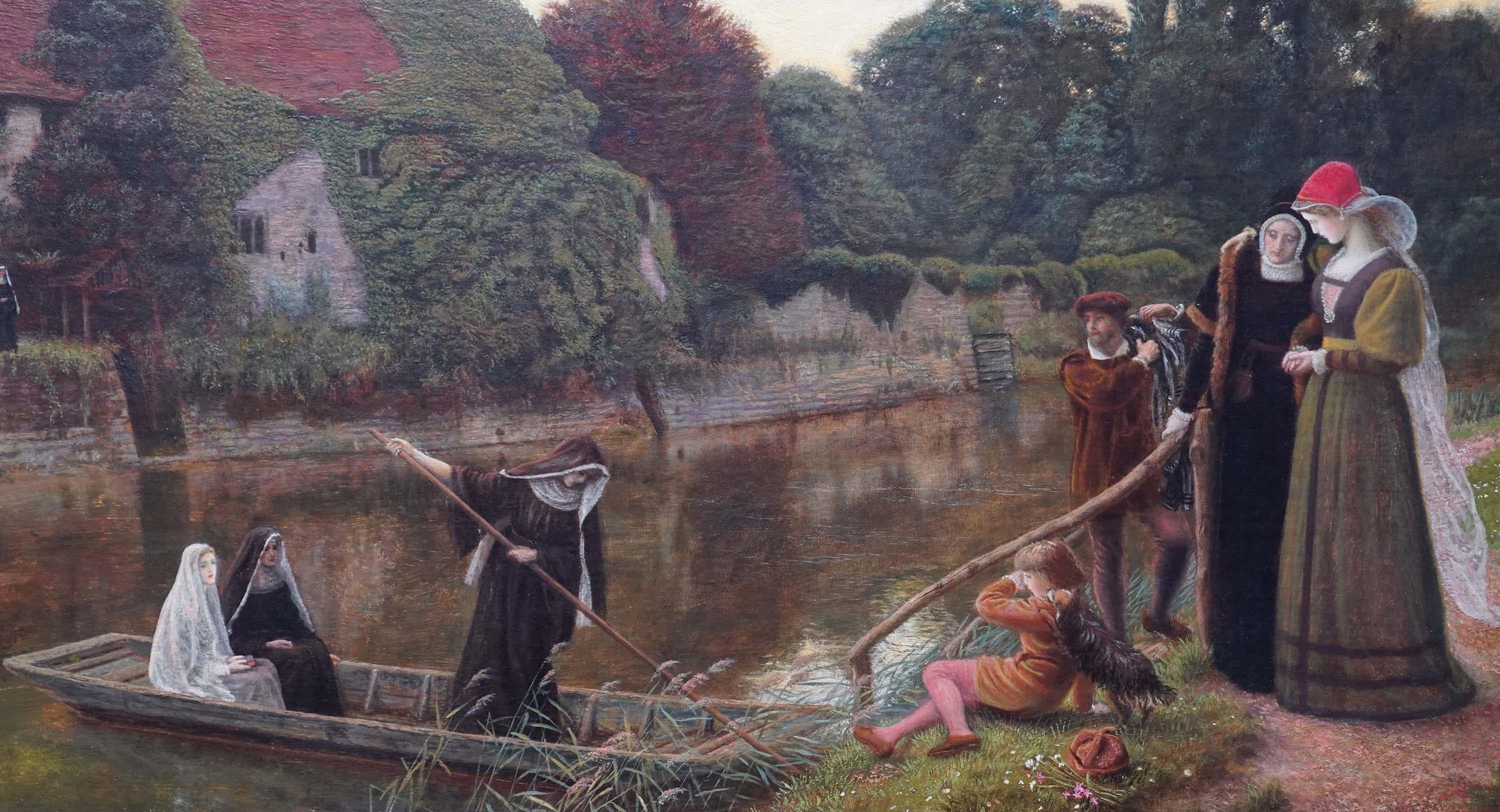 La barca del convento - dipinto a olio religioso dell'arte preraffaellita britannica in vendita 6