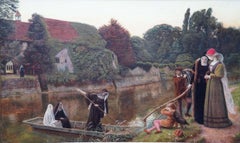 The Convent Boat - British Victorian Pre-Raphaelite art religious oil painting
