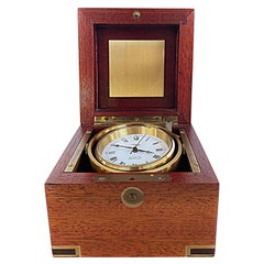 Arthur Imhof Swiss Nautical Chronometer in Brass, Wood Case, 20th Century