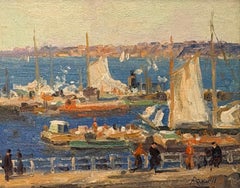 Arthur J. E. Powell, « Barges sur la North River », Côte impressionniste