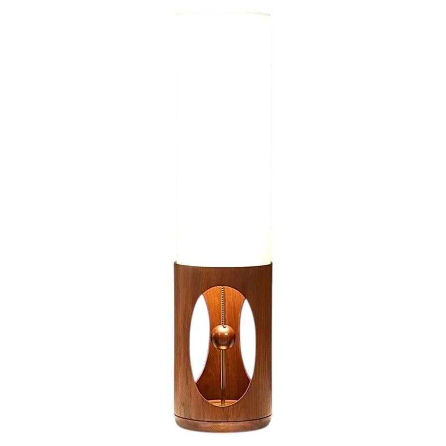 Arthur Jacobs Korina Wood Cylinder Table Lamp for Modeline of California