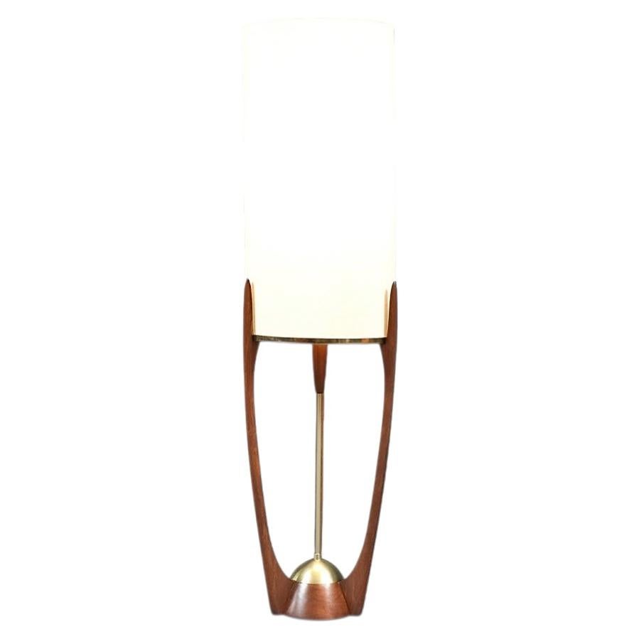 Lámpara de pie de madera de korina tallada por Arthur Jacobs para Modeline (California)