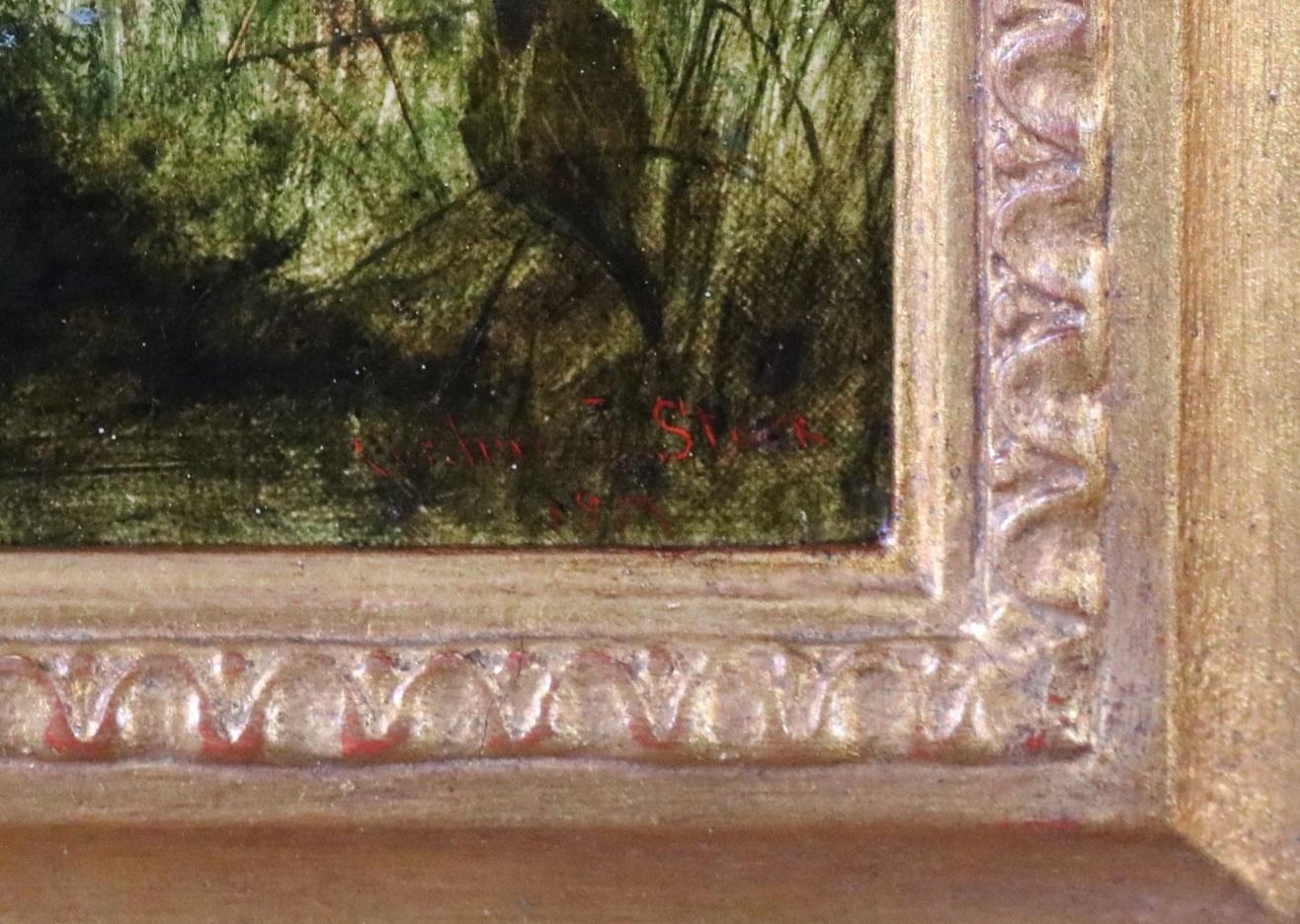 Peinture à l'huile de l'Académie royale du 19e siècle - Paysage de rivière d'été victorien anglais 6