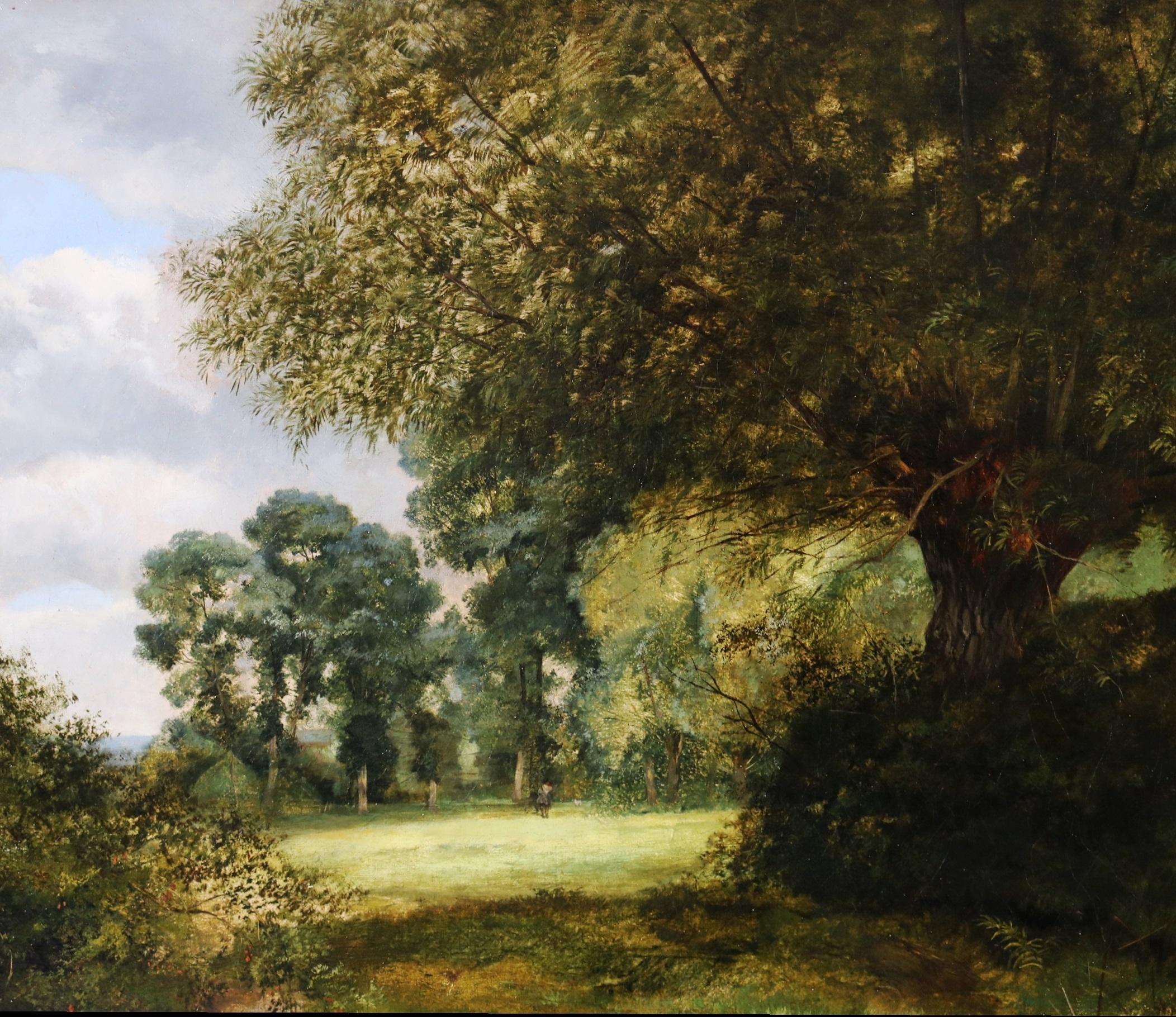 Peinture à l'huile de l'Académie royale du 19e siècle - Paysage de rivière d'été victorien anglais 1
