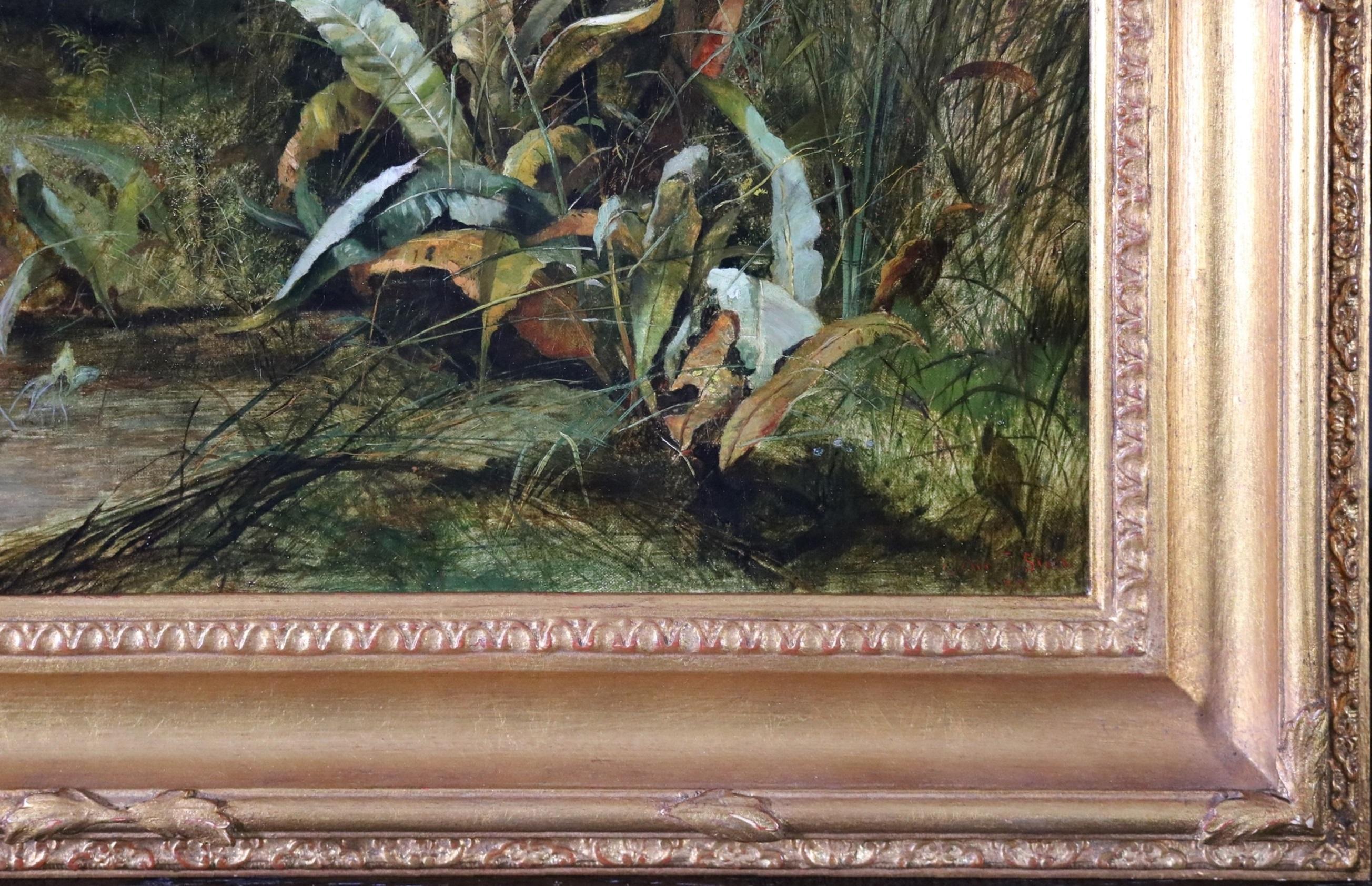 Peinture à l'huile de l'Académie royale du 19e siècle - Paysage de rivière d'été victorien anglais 5
