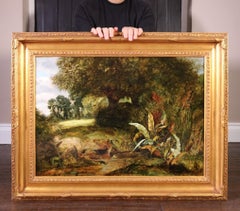 Dipinto ad olio estivo inglese della Royal Academy del XIX secolo, ricco di dettagli