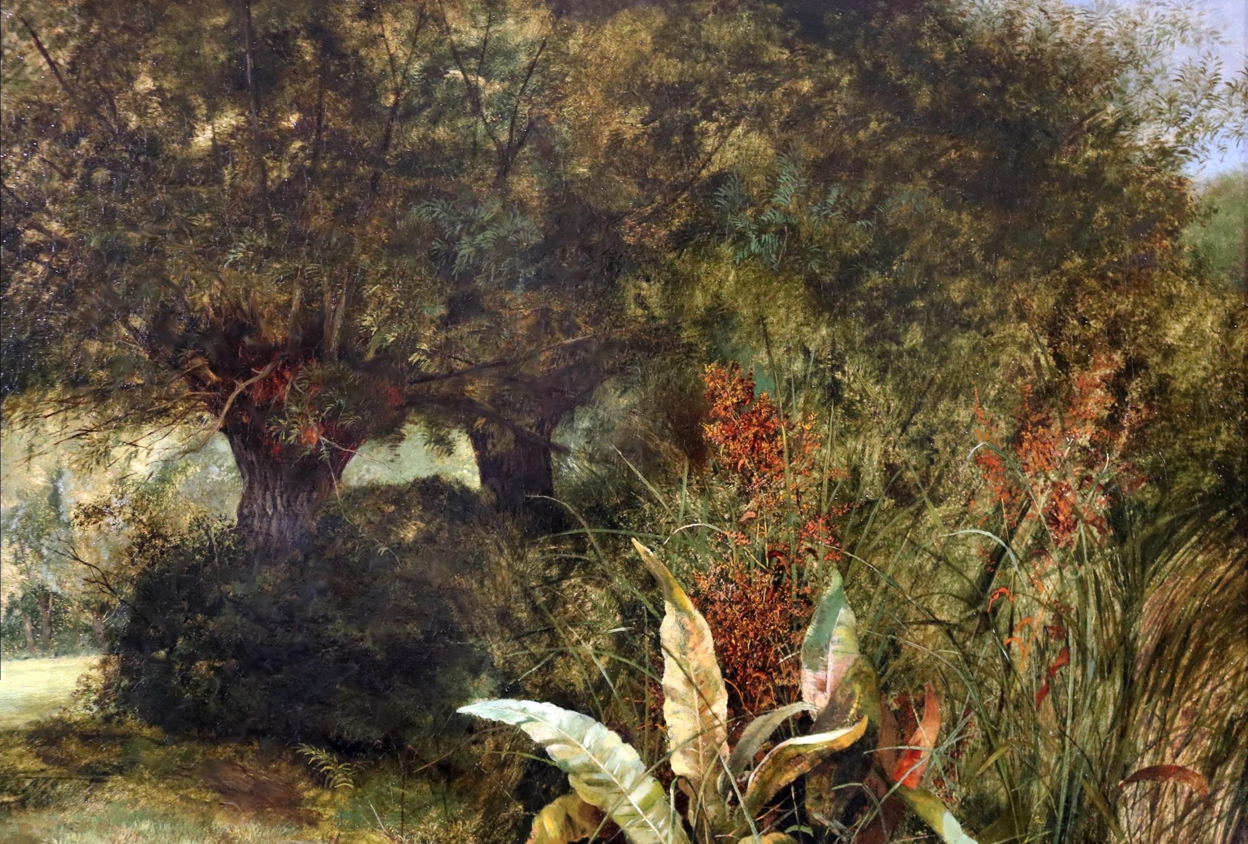 Estate tranquilla Pittura ad olio del 19° secolo della Royal Academy, paesaggio faunistico inglese 1