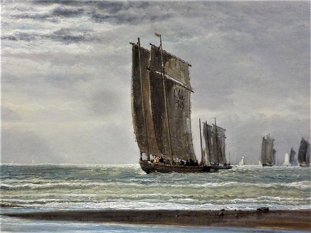 Paysage marin du 19ème siècle Off Calais d'Arthur Joseph Meadows en vente 1