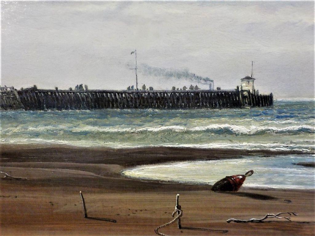 Paysage marin du 19ème siècle Off Calais d'Arthur Joseph Meadows en vente 3