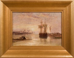 Golden Sunrise on the Maas – Arthur J. Meadows’ Tranquil Masterpiece (1884)