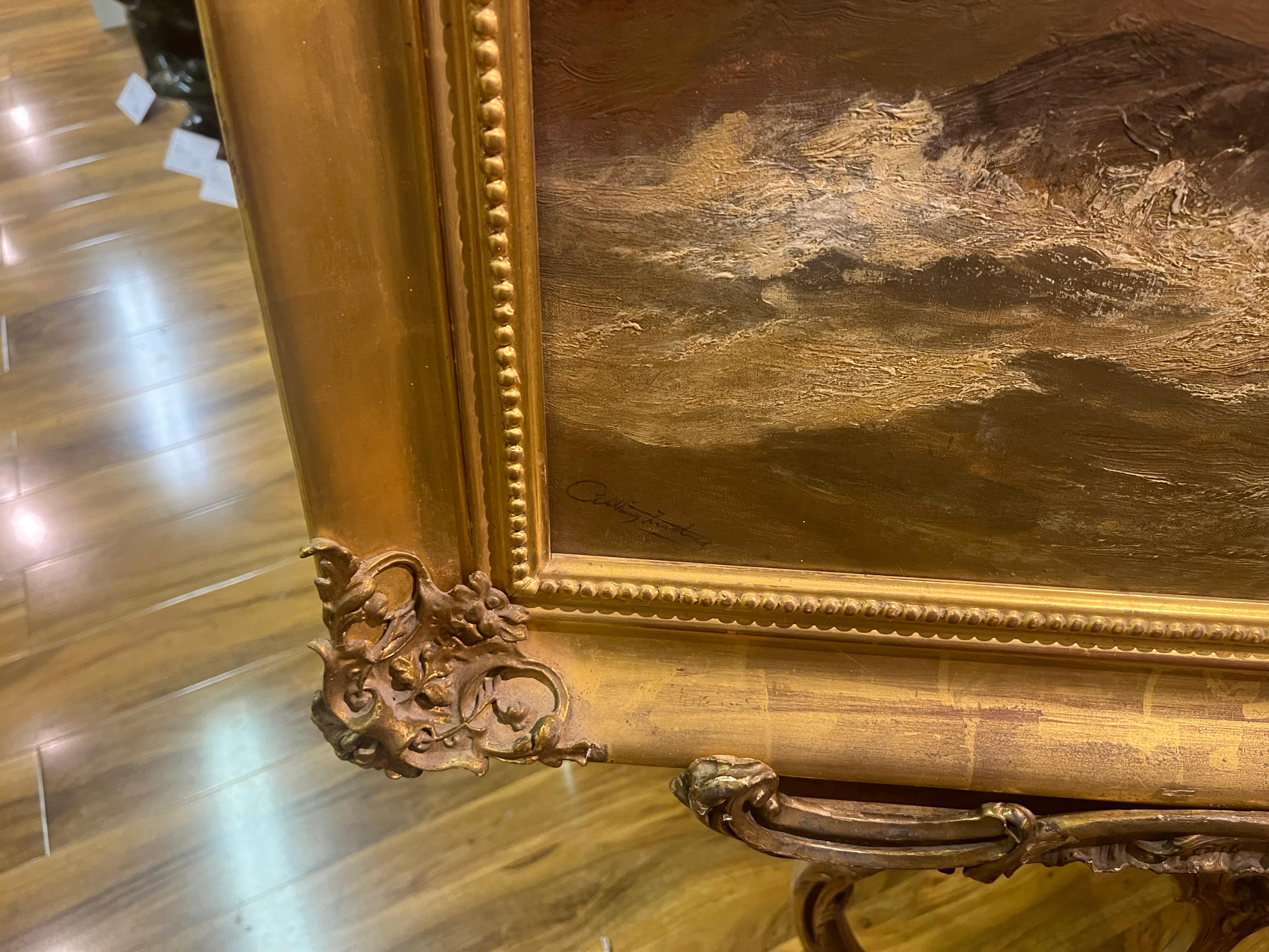 GRAN PINTURA AL ÓLEO DEL ANTIGUO MAESTRO ARTHUR MEADOWS (1843 - 1907) FINA DEL SIGLO XIX en venta 5
