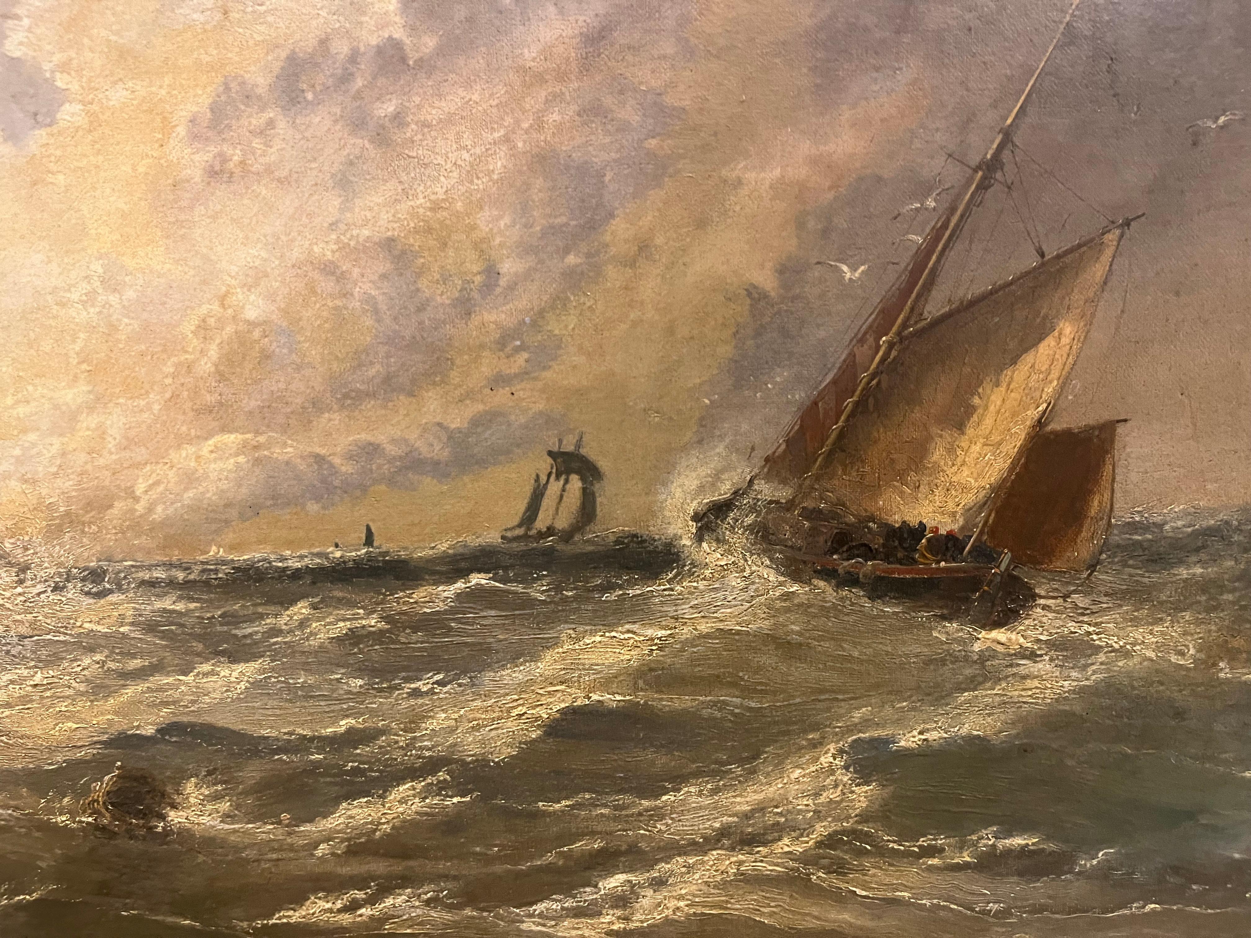 GRAN PINTURA AL ÓLEO DEL ANTIGUO MAESTRO ARTHUR MEADOWS (1843 - 1907) FINA DEL SIGLO XIX en venta 6
