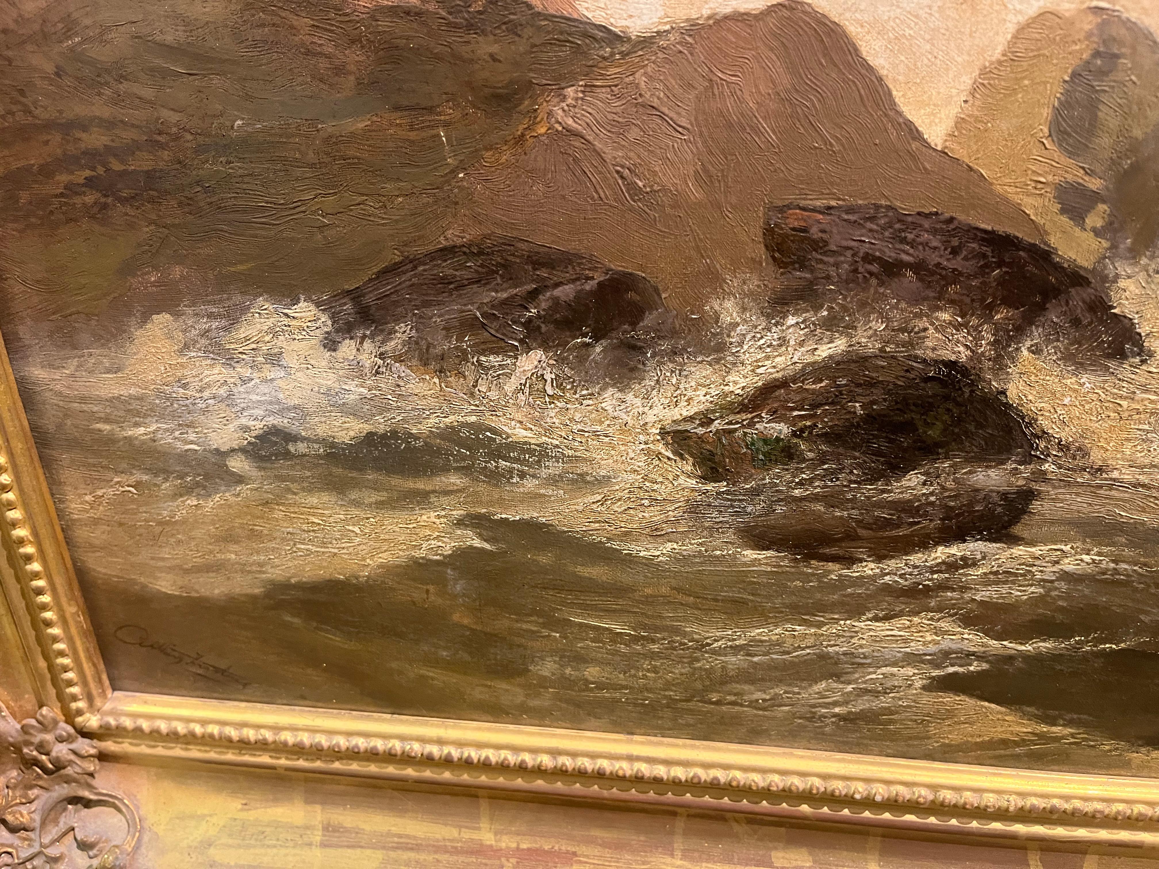 GRAN PINTURA AL ÓLEO DEL ANTIGUO MAESTRO ARTHUR MEADOWS (1843 - 1907) FINA DEL SIGLO XIX en venta 11