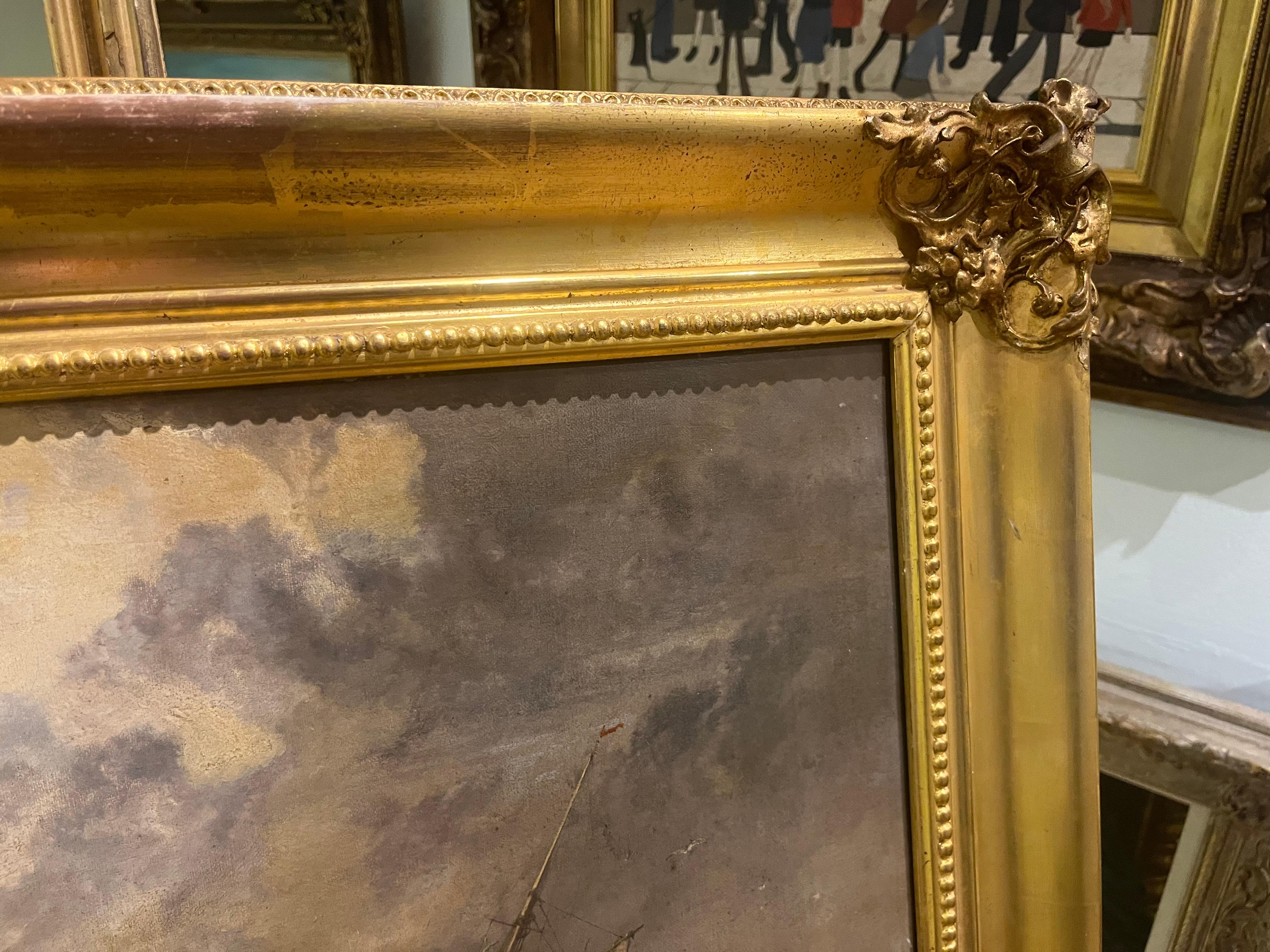 GRAN PINTURA AL ÓLEO DEL ANTIGUO MAESTRO ARTHUR MEADOWS (1843 - 1907) FINA DEL SIGLO XIX en venta 12