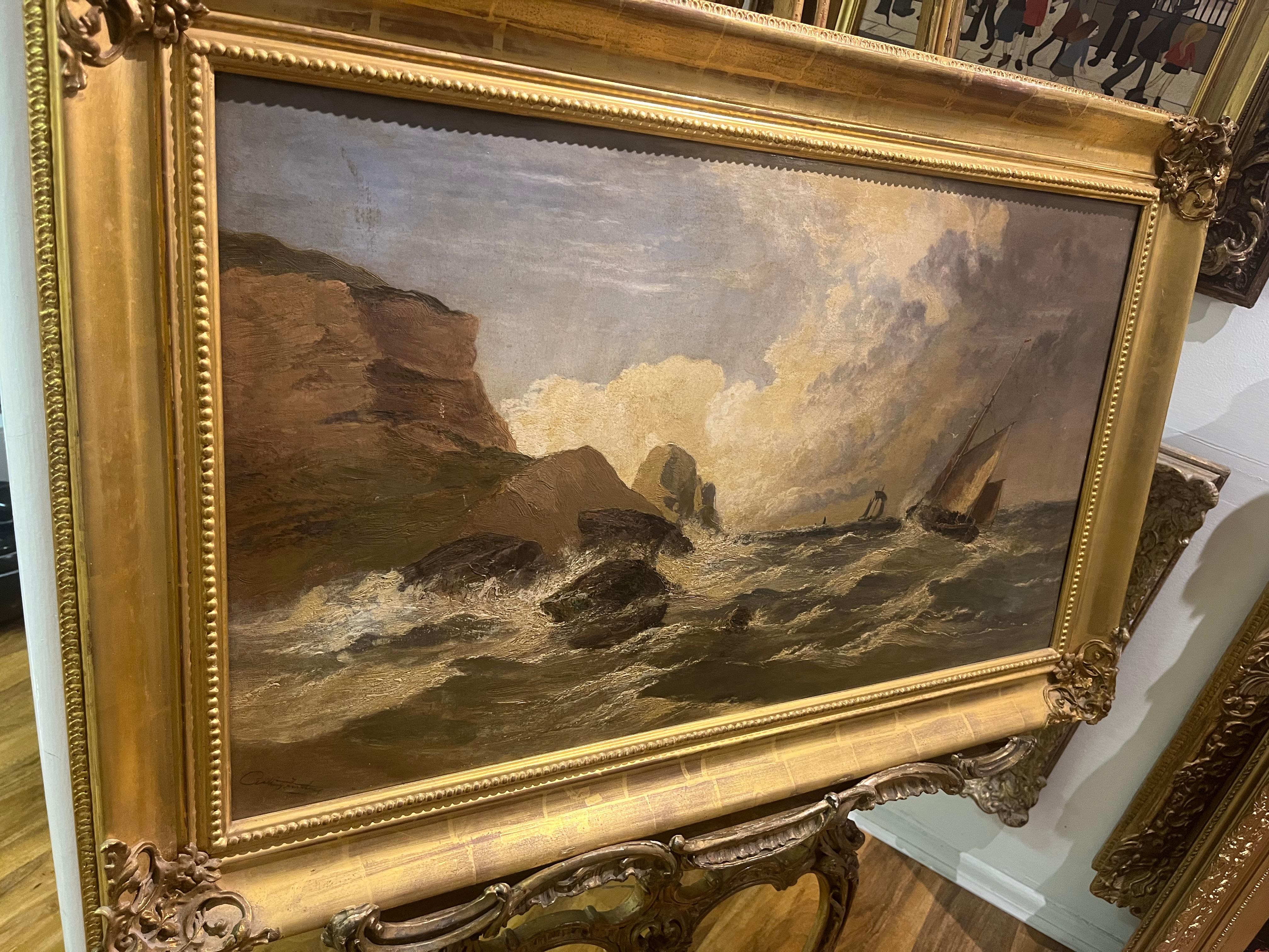GRAN PINTURA AL ÓLEO DEL ANTIGUO MAESTRO ARTHUR MEADOWS (1843 - 1907) FINA DEL SIGLO XIX en venta 1