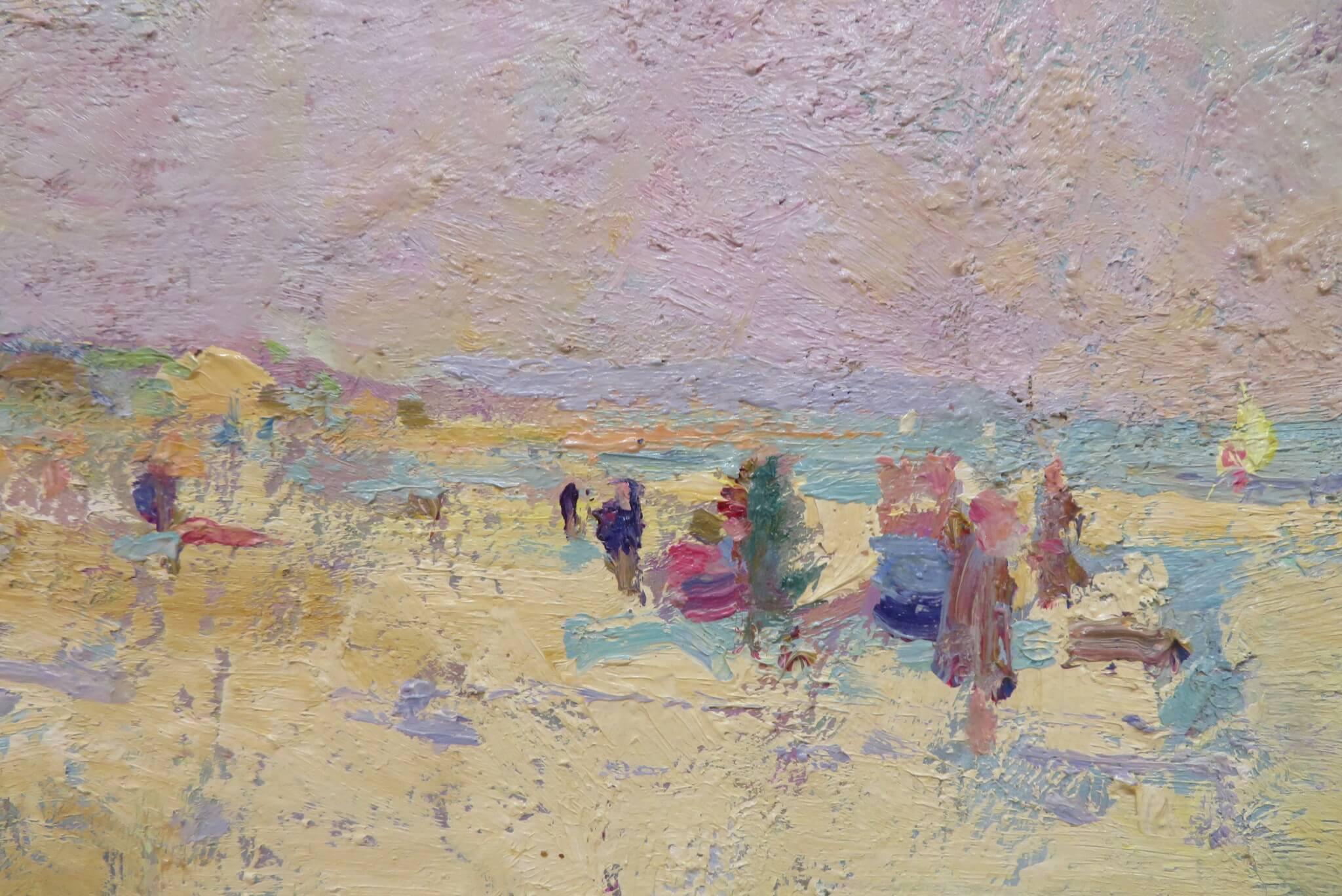 Arthur Karl Maderson, peinture à l'huile post-impressionniste originale, Scène de plage IRISH 3