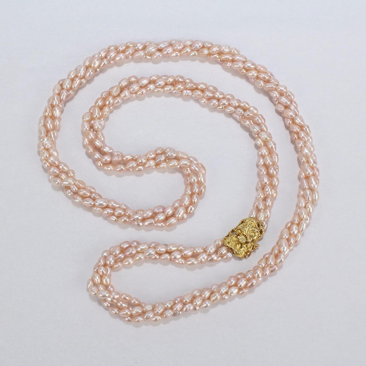 Mehrreihige Arthur King-Halskette aus 18 Karat Gold und Süßwasserperlen im Angebot 3
