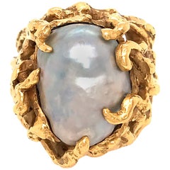 Arthur King 18 Karat Yellow Gold Baroque Pearl Ring