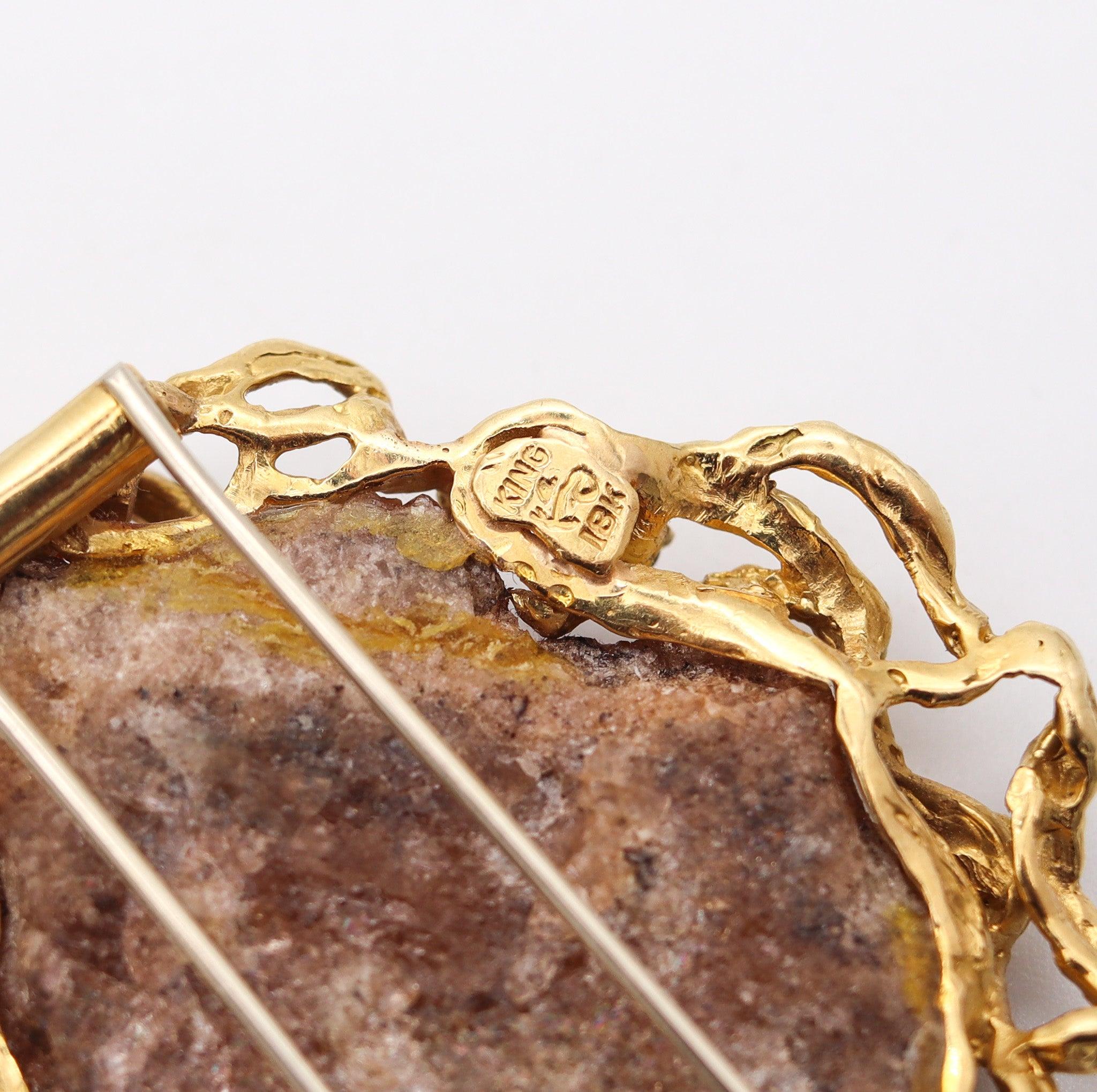 ARTHUR KING 1970 Organische Halskette, Kette aus 18 Karat Gold mit Quarz Matrix und Diamanten im Angebot 4