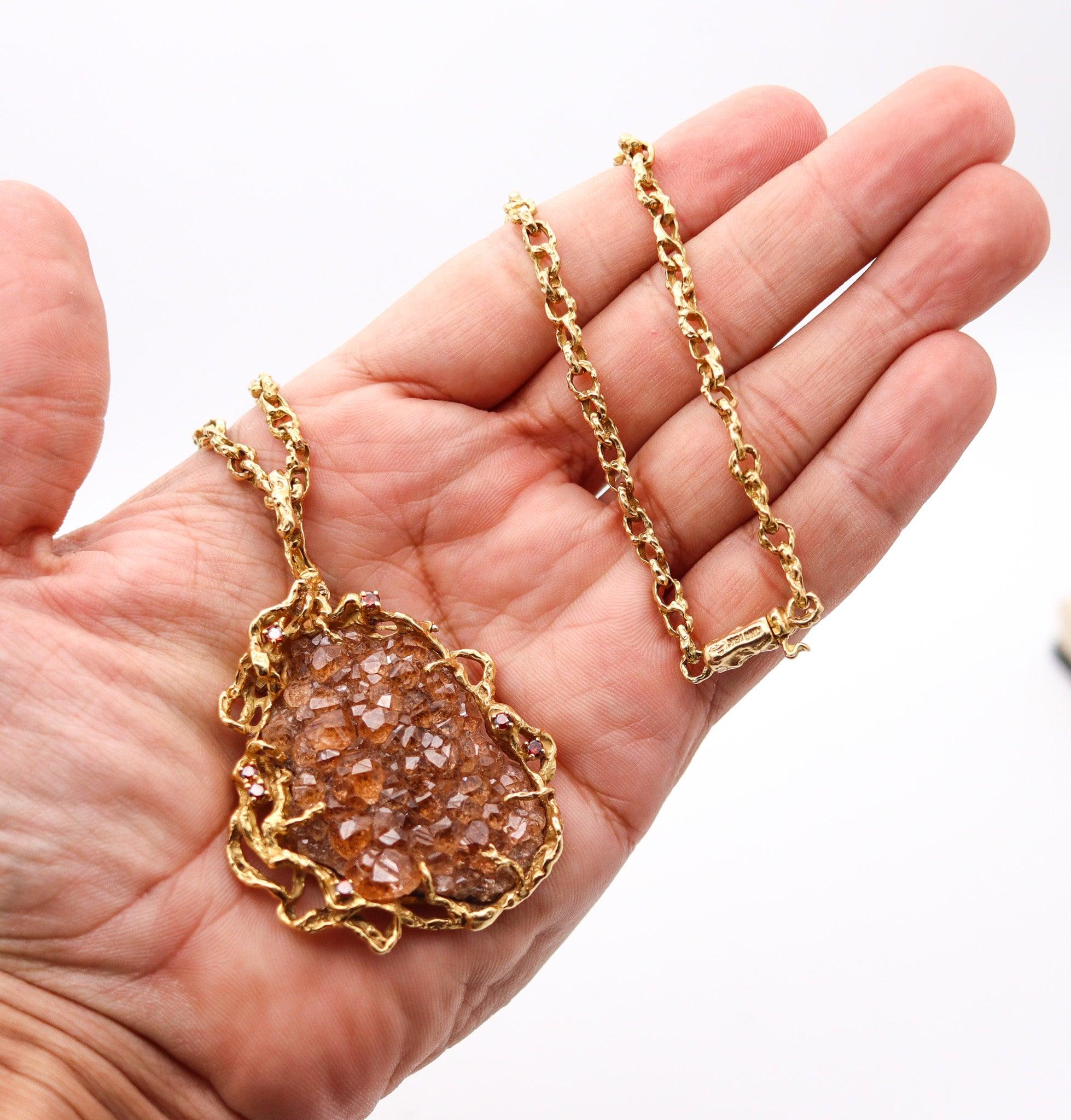 ARTHUR KING 1970 Organische Halskette, Kette aus 18 Karat Gold mit Quarz Matrix und Diamanten im Angebot 5