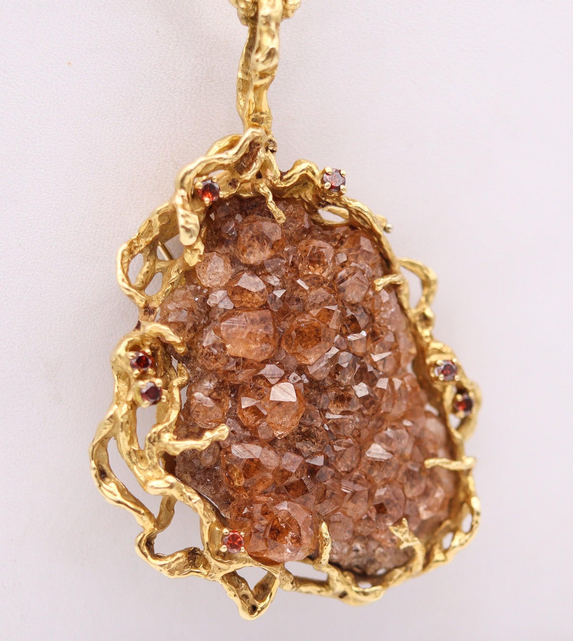 ARTHUR KING 1970 Organische Halskette, Kette aus 18 Karat Gold mit Quarz Matrix und Diamanten (Modernistisch) im Angebot