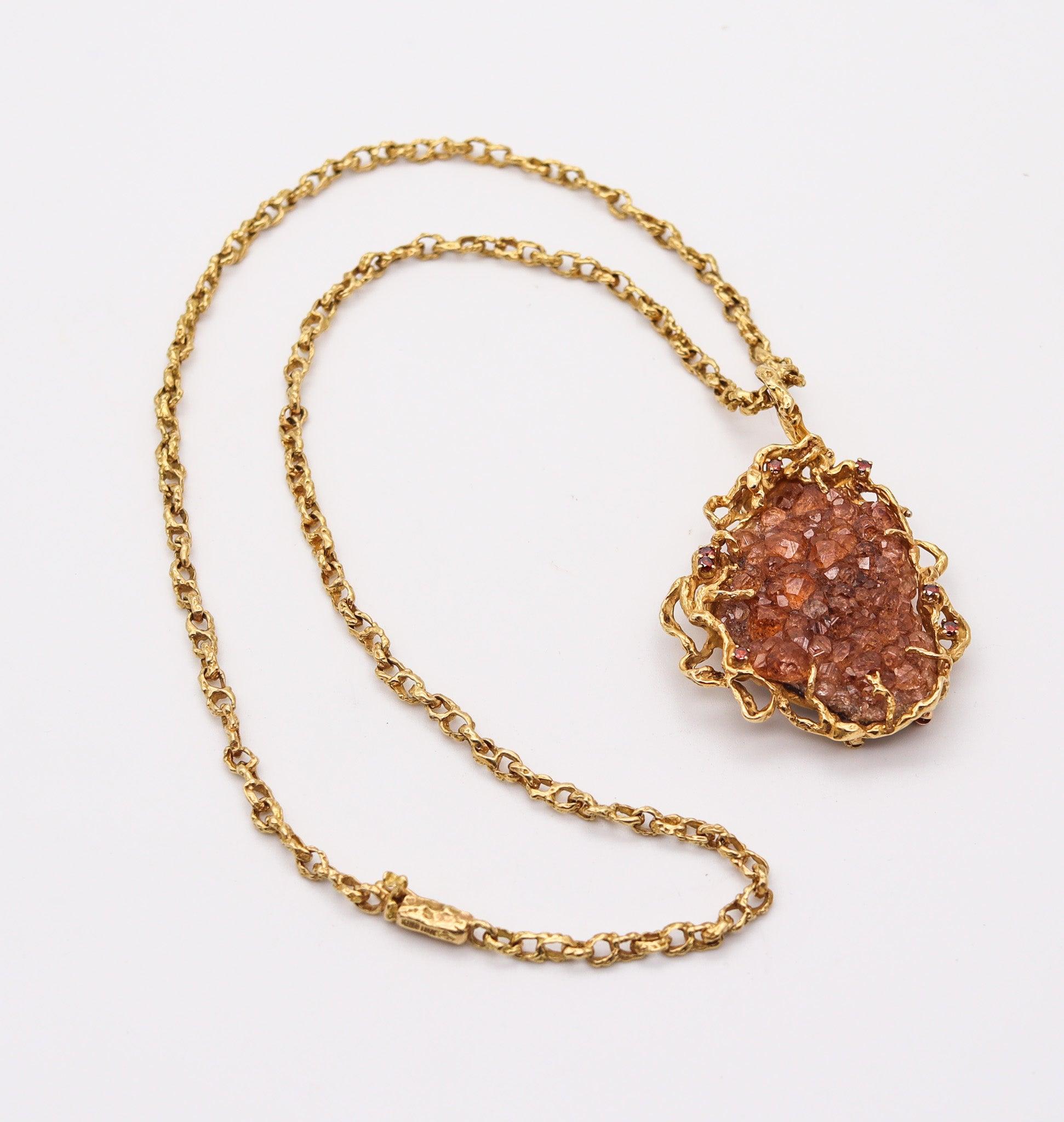 ARTHUR KING 1970 Organische Halskette, Kette aus 18 Karat Gold mit Quarz Matrix und Diamanten für Damen oder Herren im Angebot