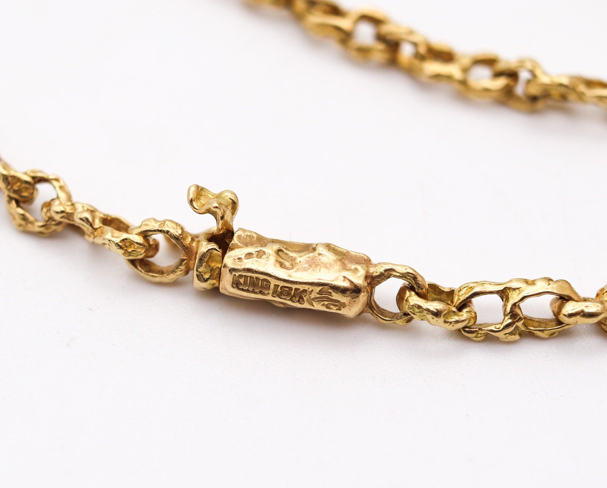 ARTHUR KING 1970 Organische Halskette, Kette aus 18 Karat Gold mit Quarz Matrix und Diamanten im Angebot 1