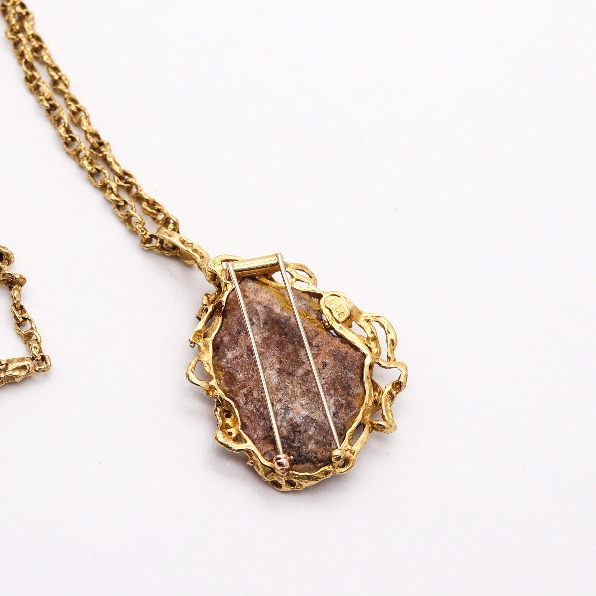 ARTHUR KING 1970 Organische Halskette, Kette aus 18 Karat Gold mit Quarz Matrix und Diamanten im Angebot 3