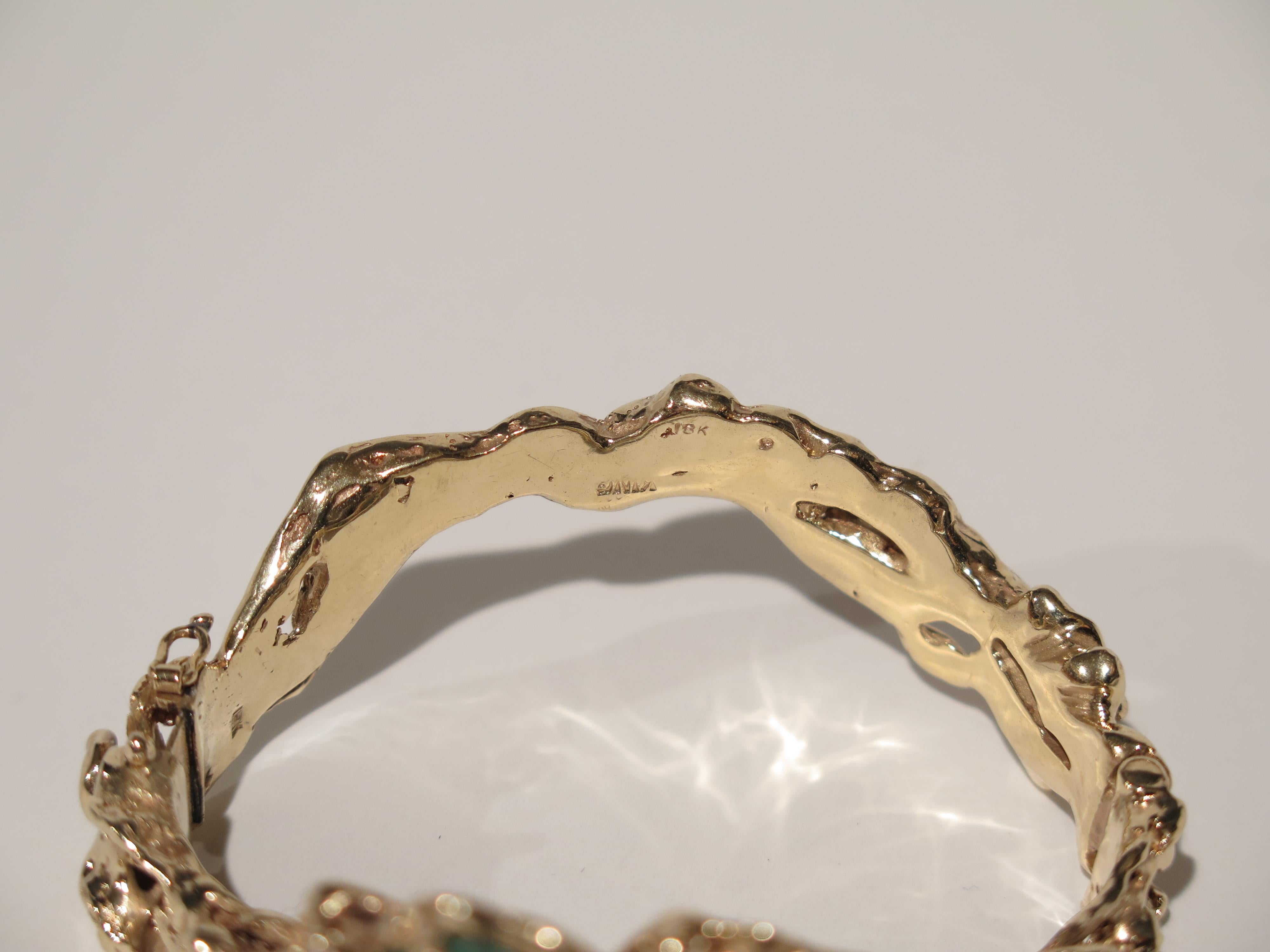 Women's Arthur King 1970s Organic Gold, Emerald, Pearl and Diamond Bracelet