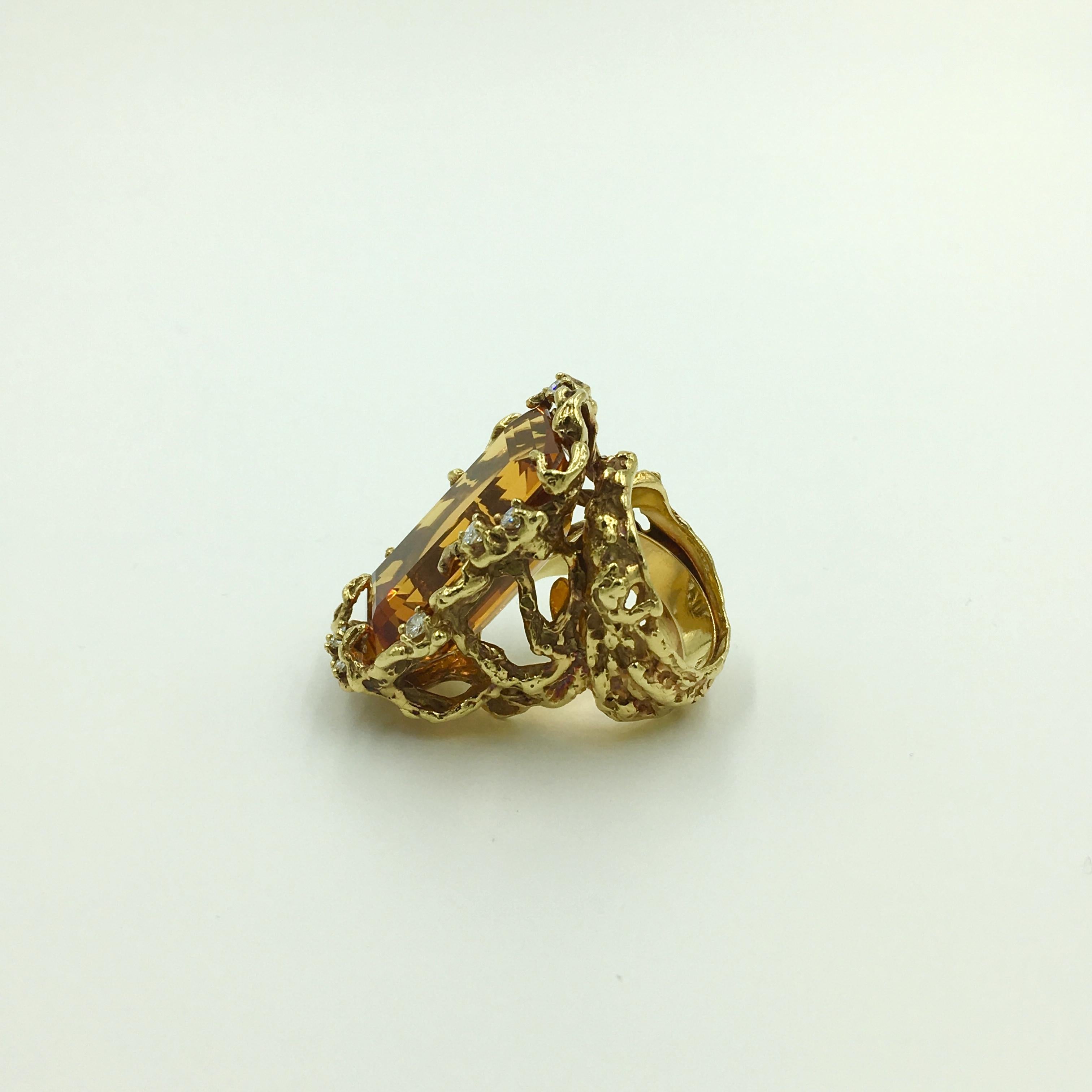 Arthur King Citrine and Diamond Ring In Excellent Condition In New York, NY