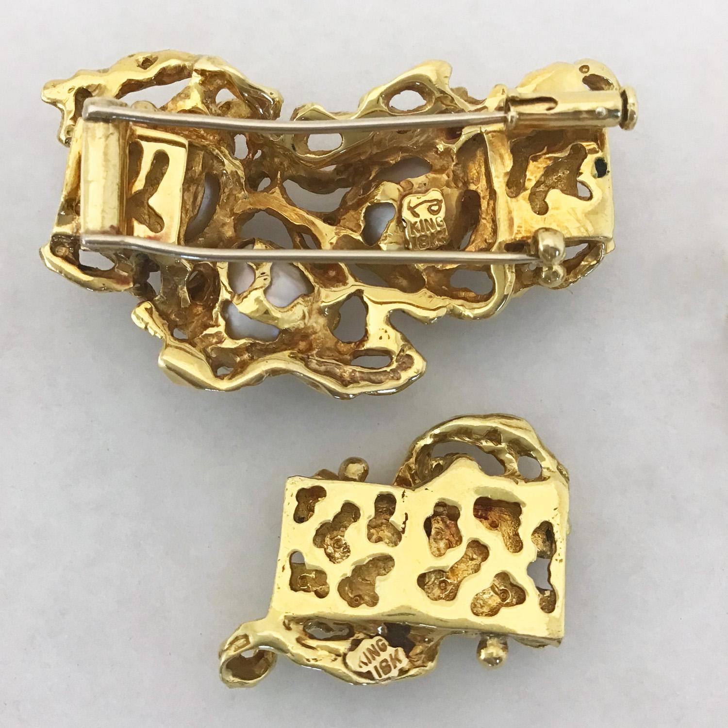 Arthur King Convertible Pearl Multi Strand Necklace Brooch Set 18 Karat Gold 5