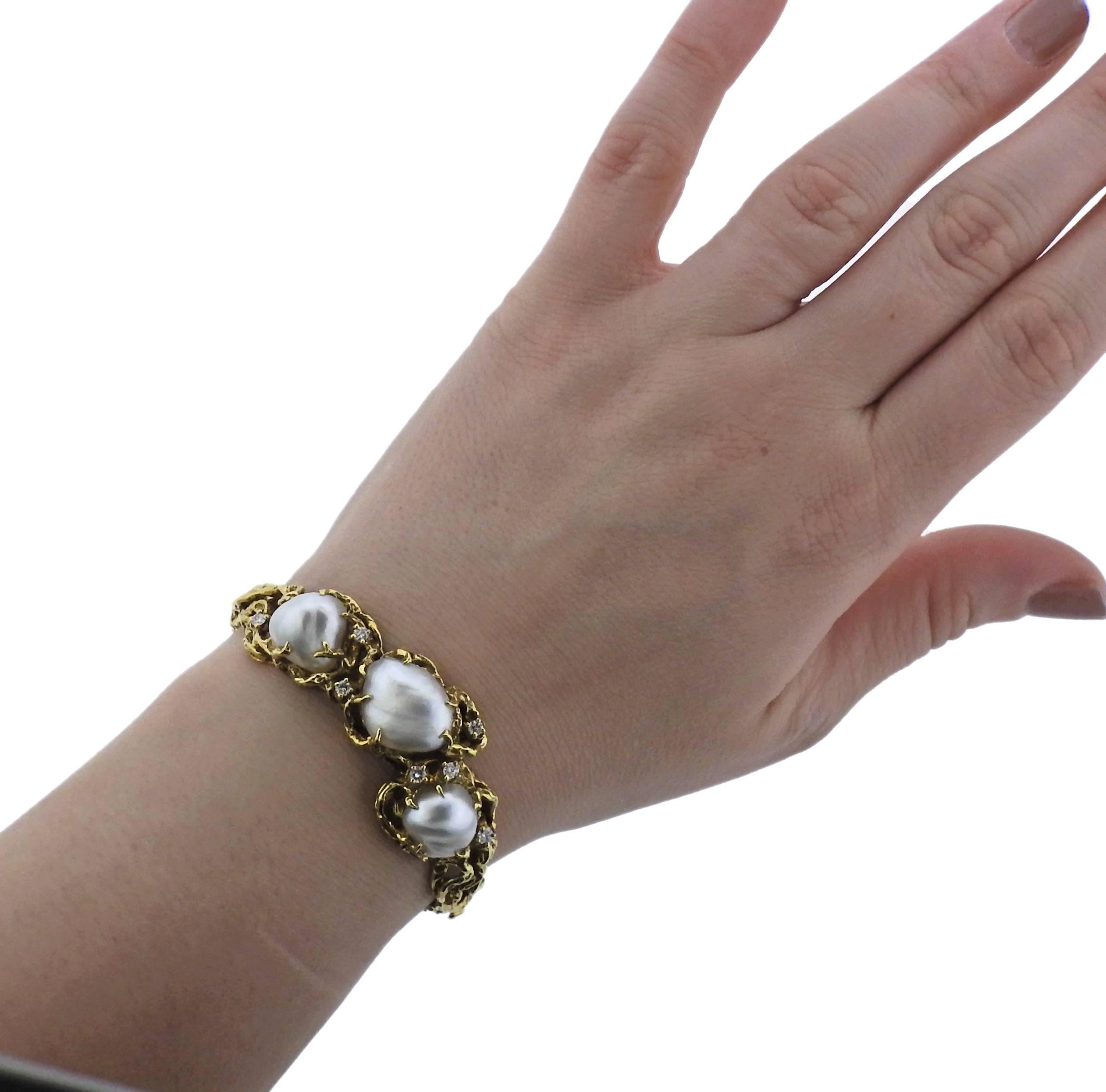 Arthur King Diamond Pearl Gold Bracelet 1