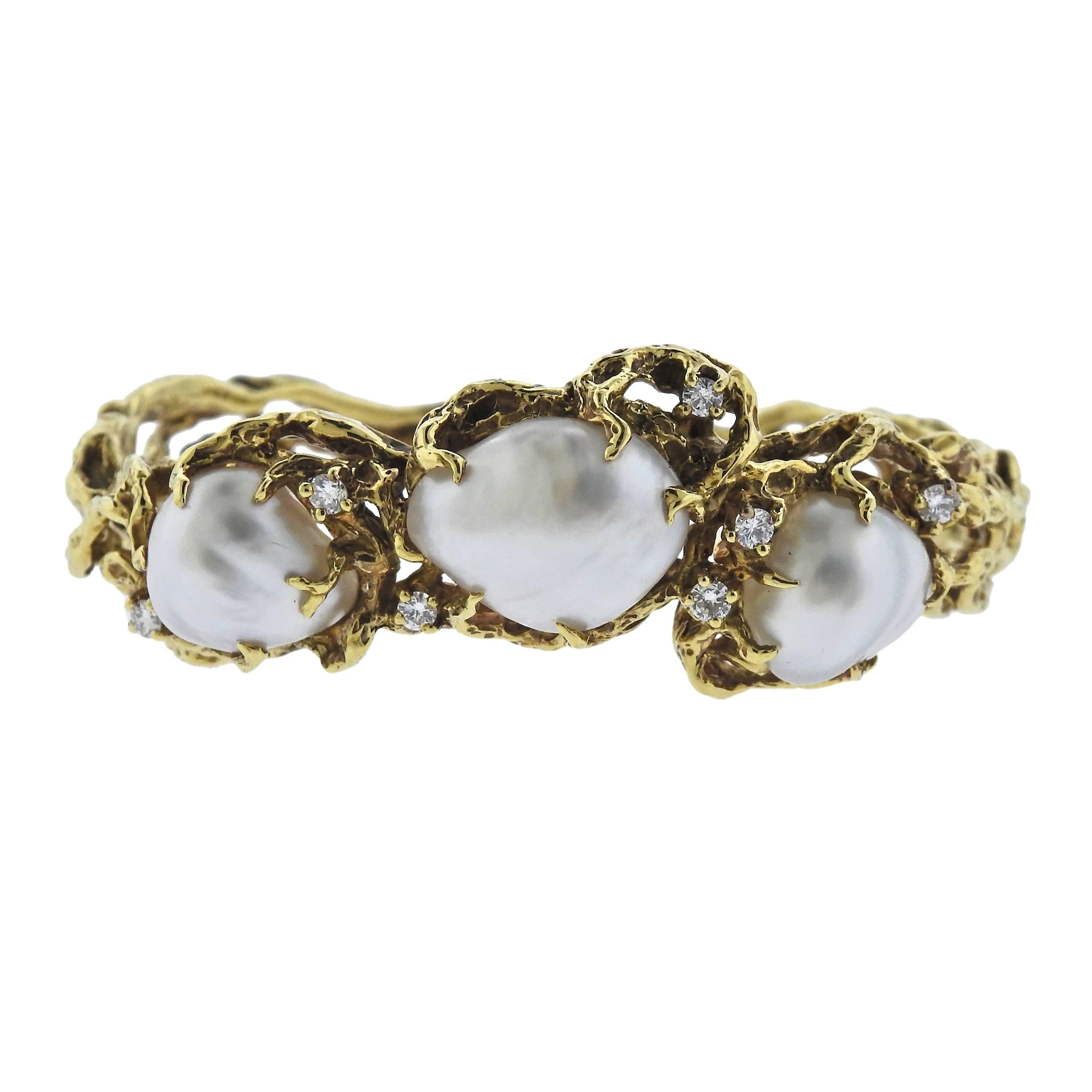 Arthur King Diamond Pearl Gold Bracelet
