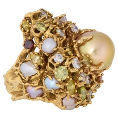 Arthur King Diamond, South Sea Pearl, and 18K Gold Convertible Ring