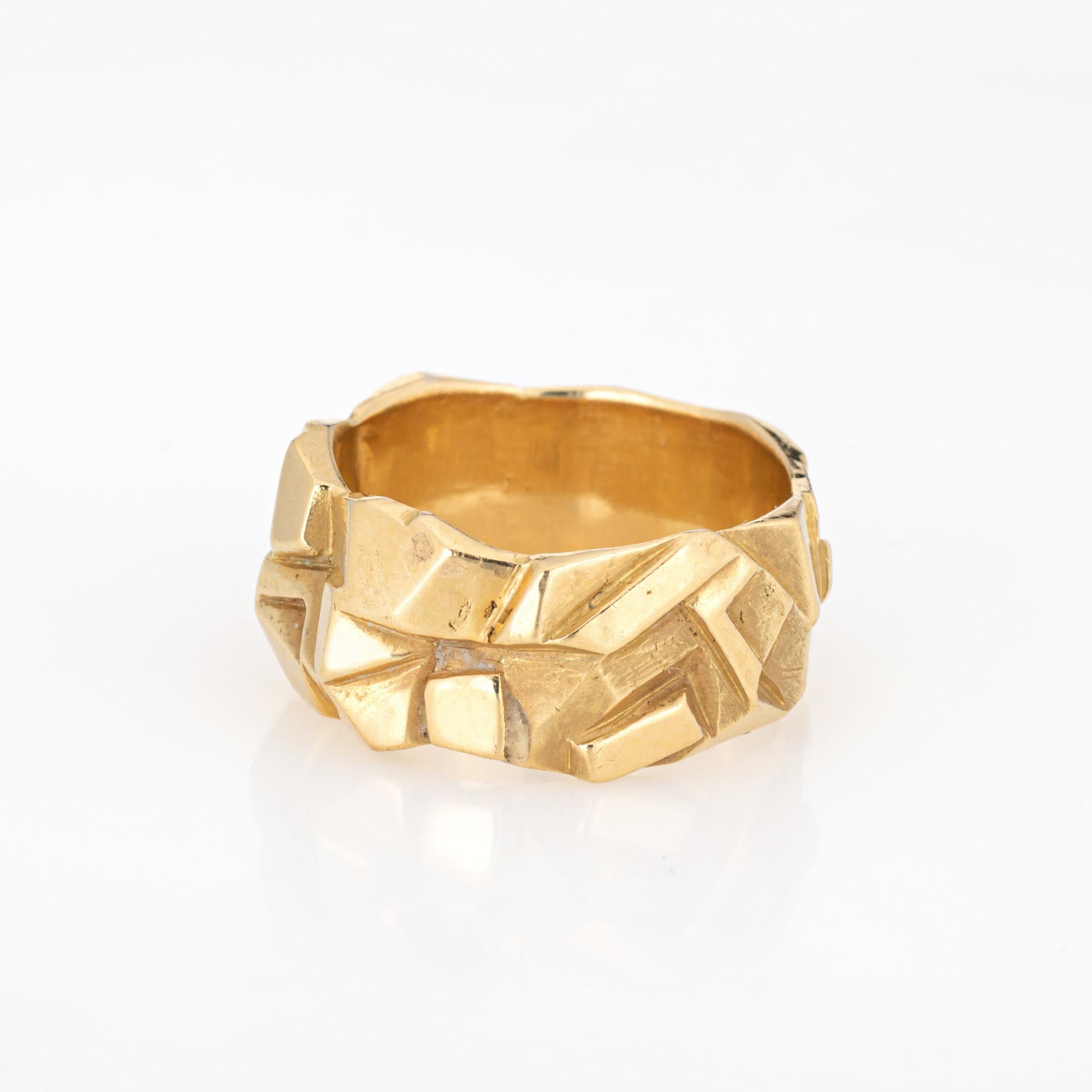 Arthur King Geometric Ring Vintage 70s Band 18k Yellow Gold Sz 6.5 Fine Jewelry In Good Condition For Sale In Torrance, CA