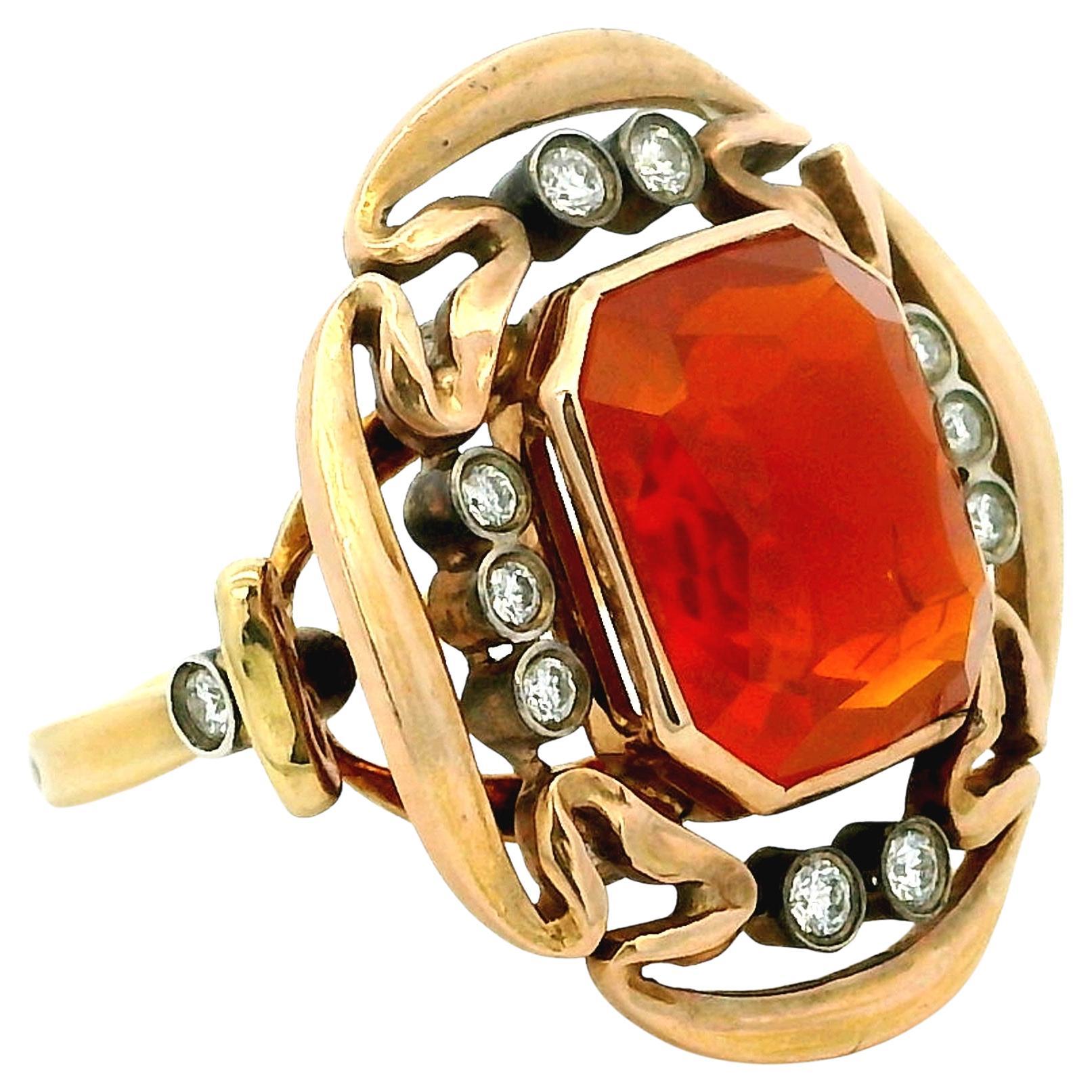 Arthur King 
Ilias Lalaounis (ARK 
LJ) Anello con opale di fuoco e diamanti in oro 18 carati, 1960