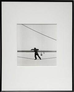 Painting Beam (B&W Photograph from 1950s of man suspended on wire)