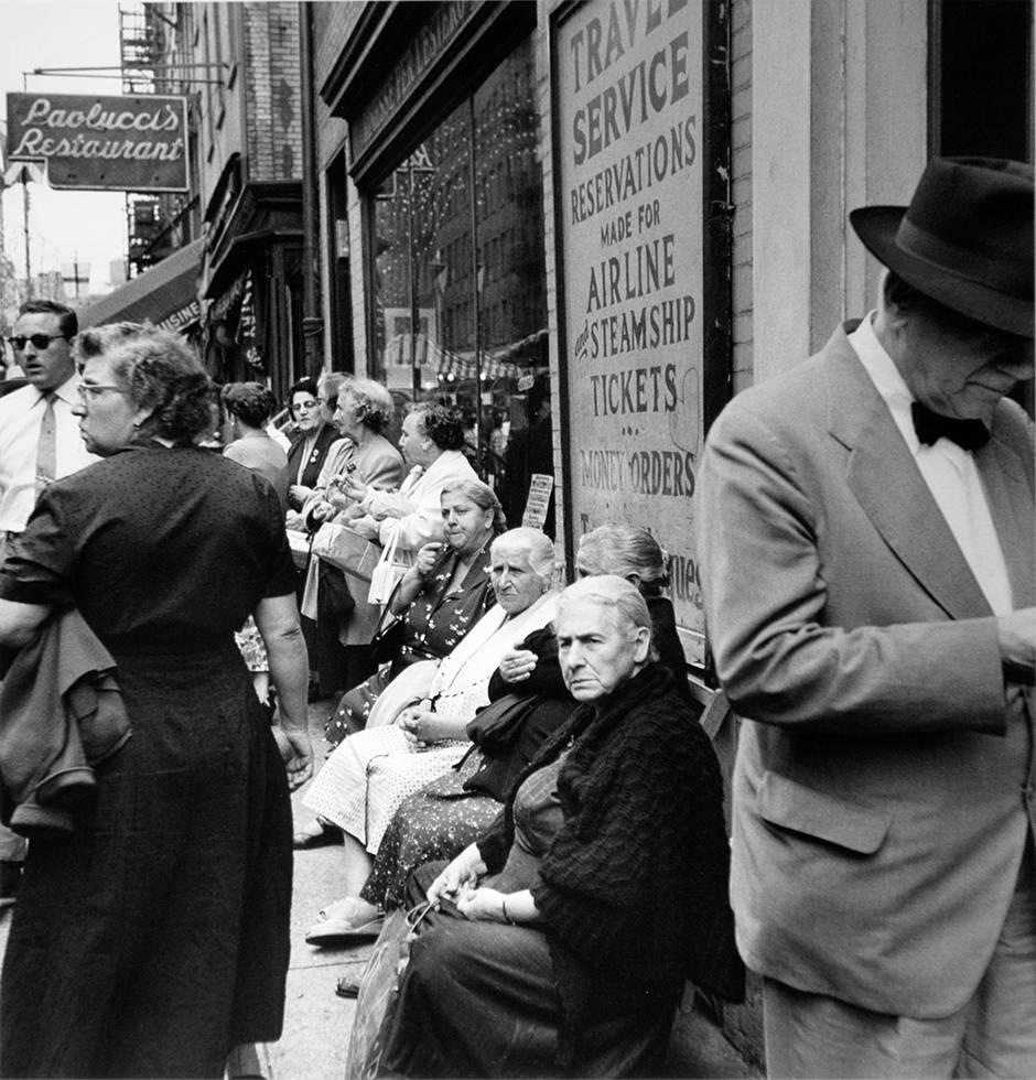 Arthur King Black and White Photograph - San Gennaro, Outside of Paolucci's Restaurant