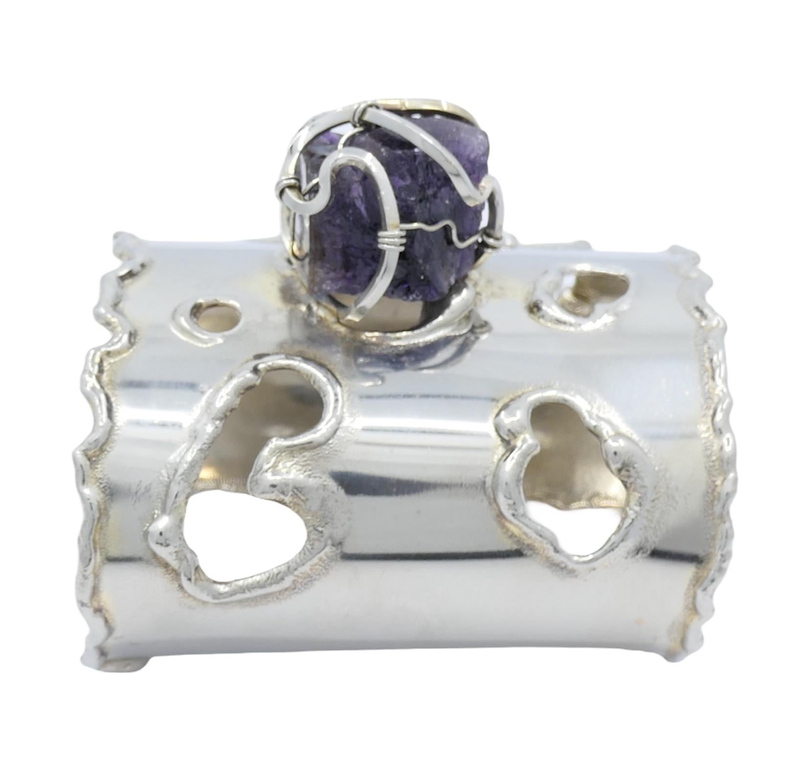 Grezzo Arthur King Bracciale d'argento con ametista in vendita
