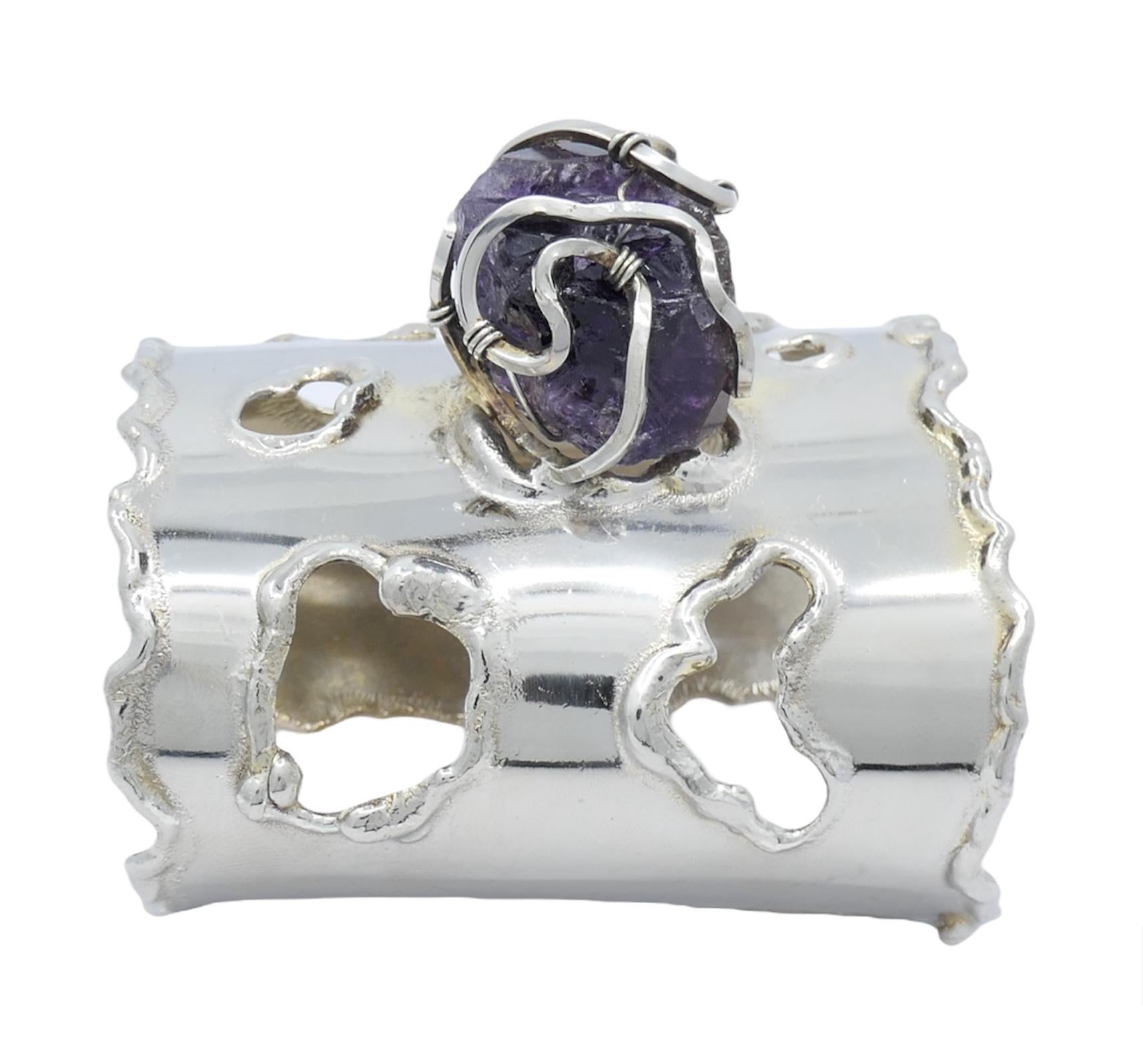 Arthur King Bracciale d'argento con ametista In condizioni ottime in vendita a Beverly Hills, CA