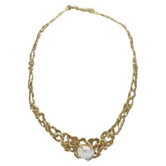 Arthur King South Sea Baroque Pearl Diamond Gold Necklace